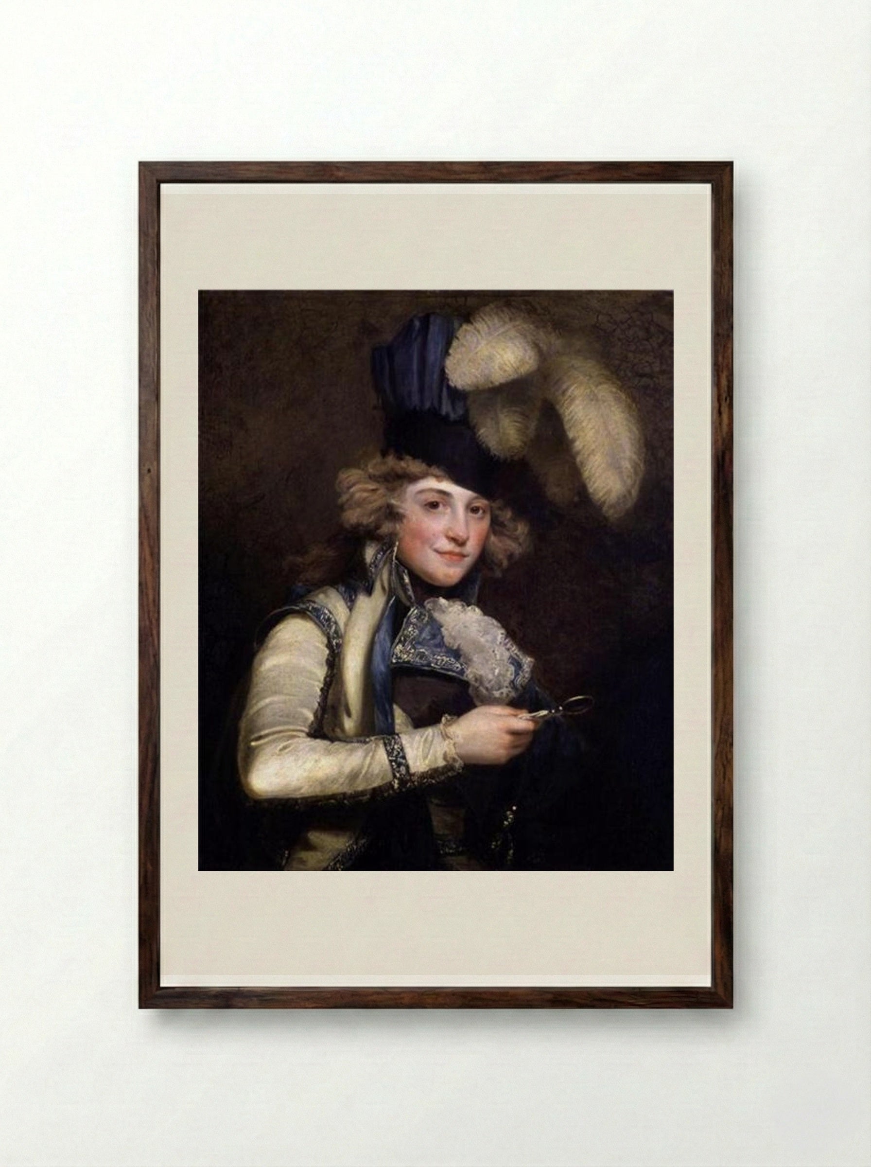 Portrait of Dorothy Jordan as Hypolita - John Hoppner - Framed Print Dark Wood
