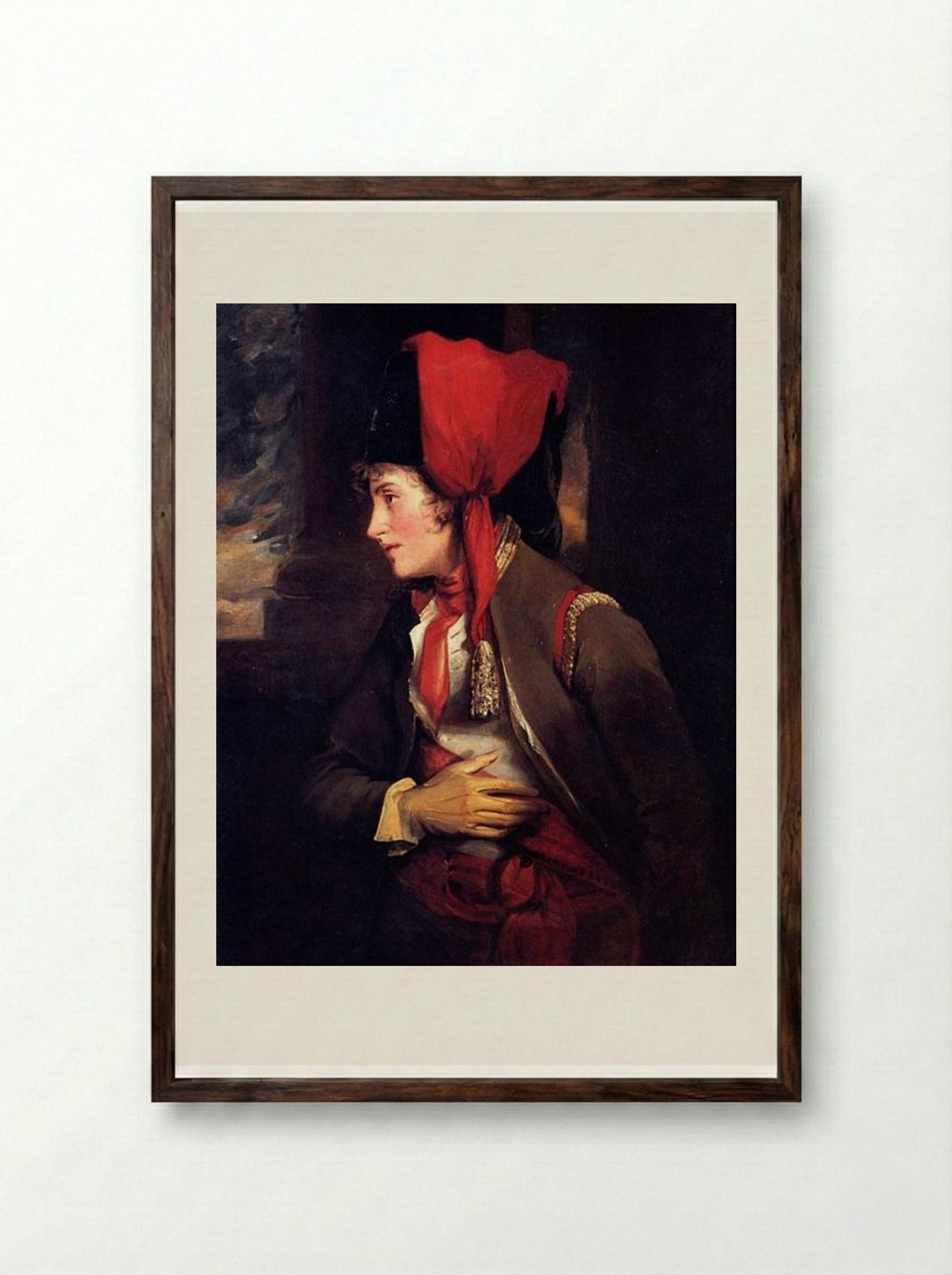 Portrait of Dorothy Jordan as Rosalind in ‘As You Like It’ - John Hoppner - Framed Print Dark Wood