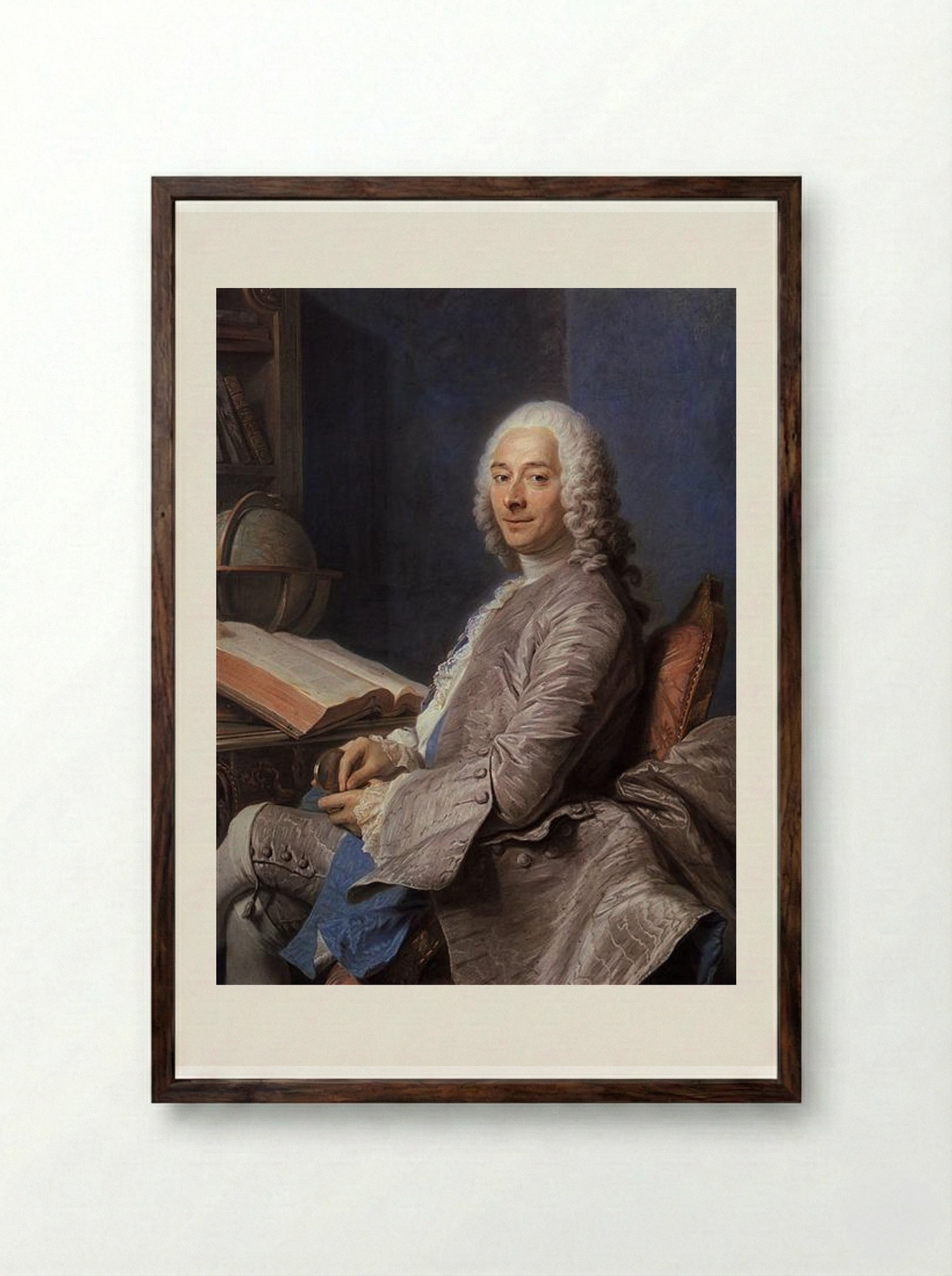 Portrait of Duval de l'Epinoy - Maurice Quentin de La Tour - Framed Print Dark Wood