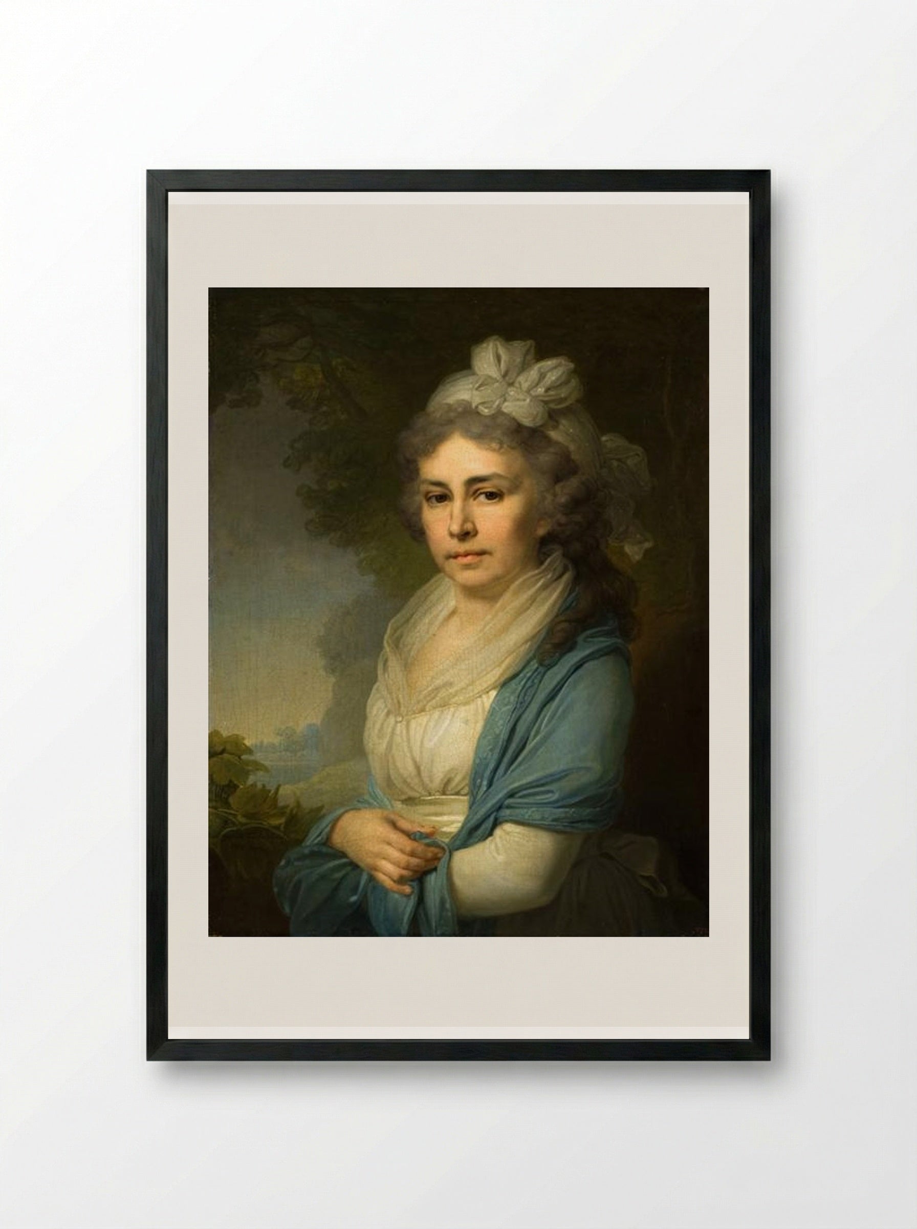 Portrait of E. I. Nekludova - Vladimir Borovikovsky - Framed Print Black