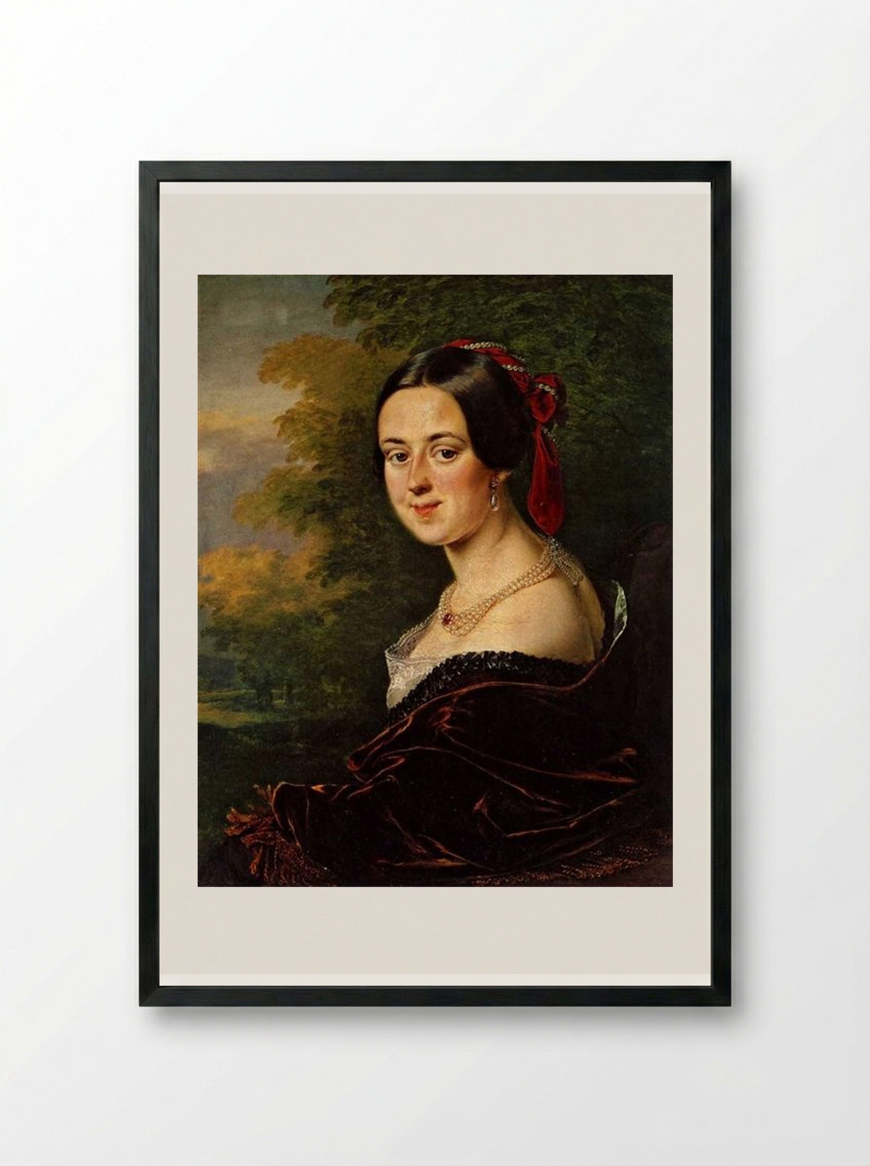 Portrait of E.A. Sisalinoy - Vasily Tropinin - Framed Print Black