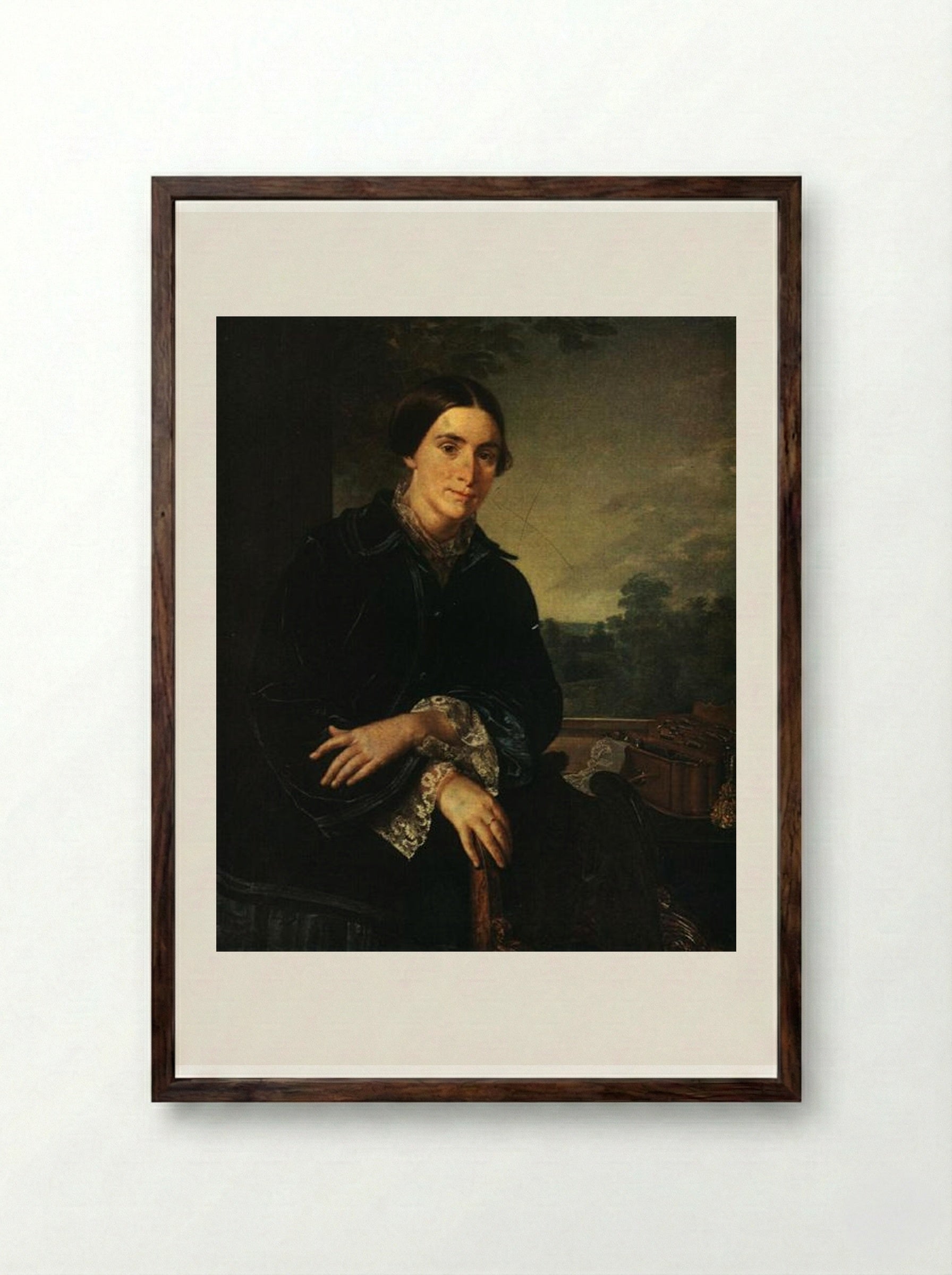 Portrait of E.A. Selivanovskaya - Vasily Tropinin - Framed Print Dark Wood