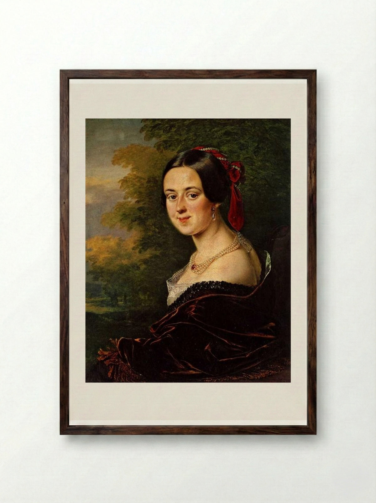 Portrait of E.A. Sisalinoy - Vasily Tropinin - Framed Print Dark Wood