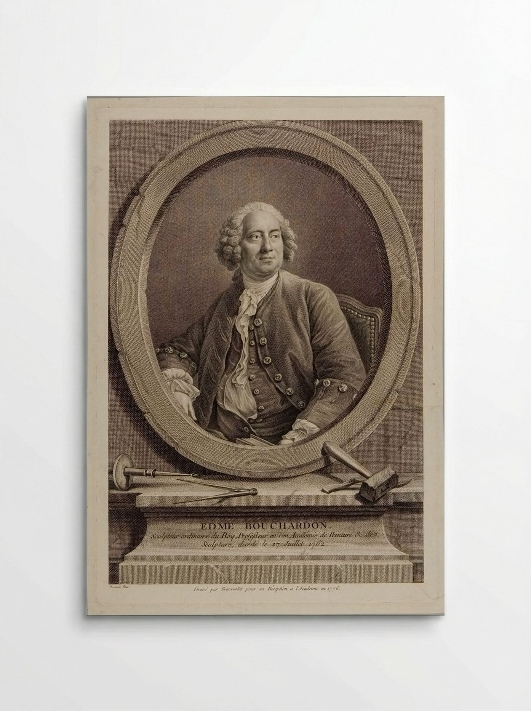 Portrait of Edme Bouchardon - Jacques Firmin Beauvarlet - Poster