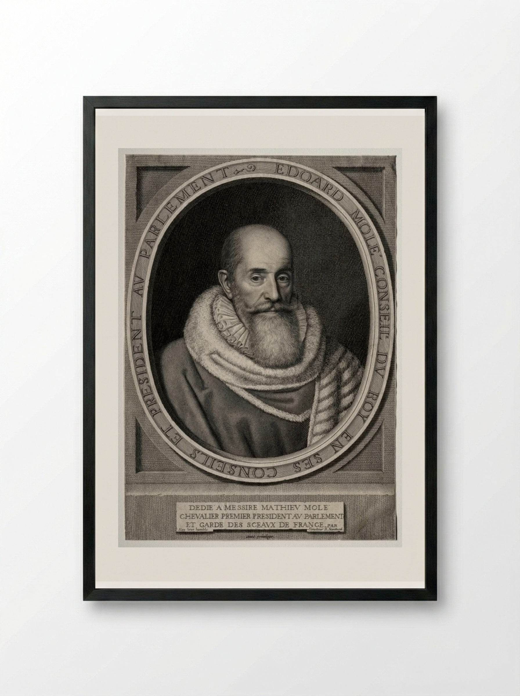 Portrait of Edouard Molé - Robert Nanteuil - Framed Print Black