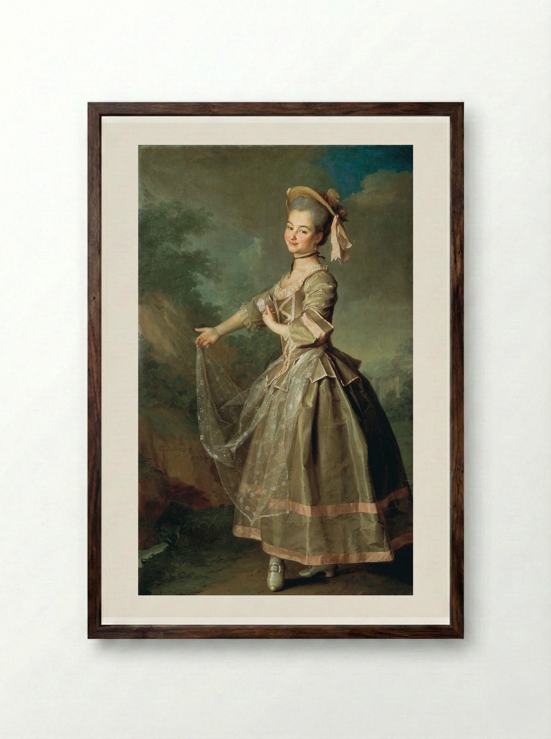 Portrait of Ekaterina Nelidova - Dmitry Levitzky - Framed Print Dark Wood