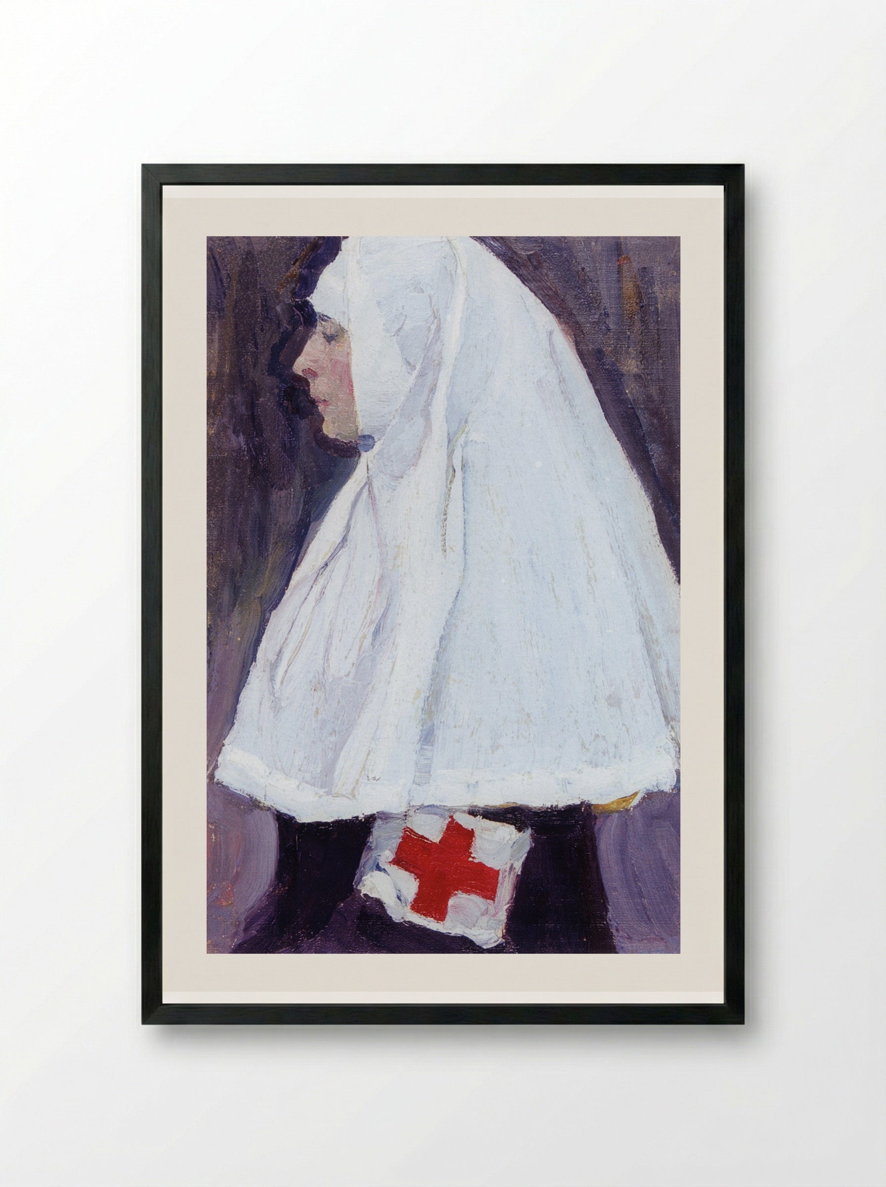 Portrait of Ekaterina Nesterova - Mikhail Nesterov - Framed Print Black