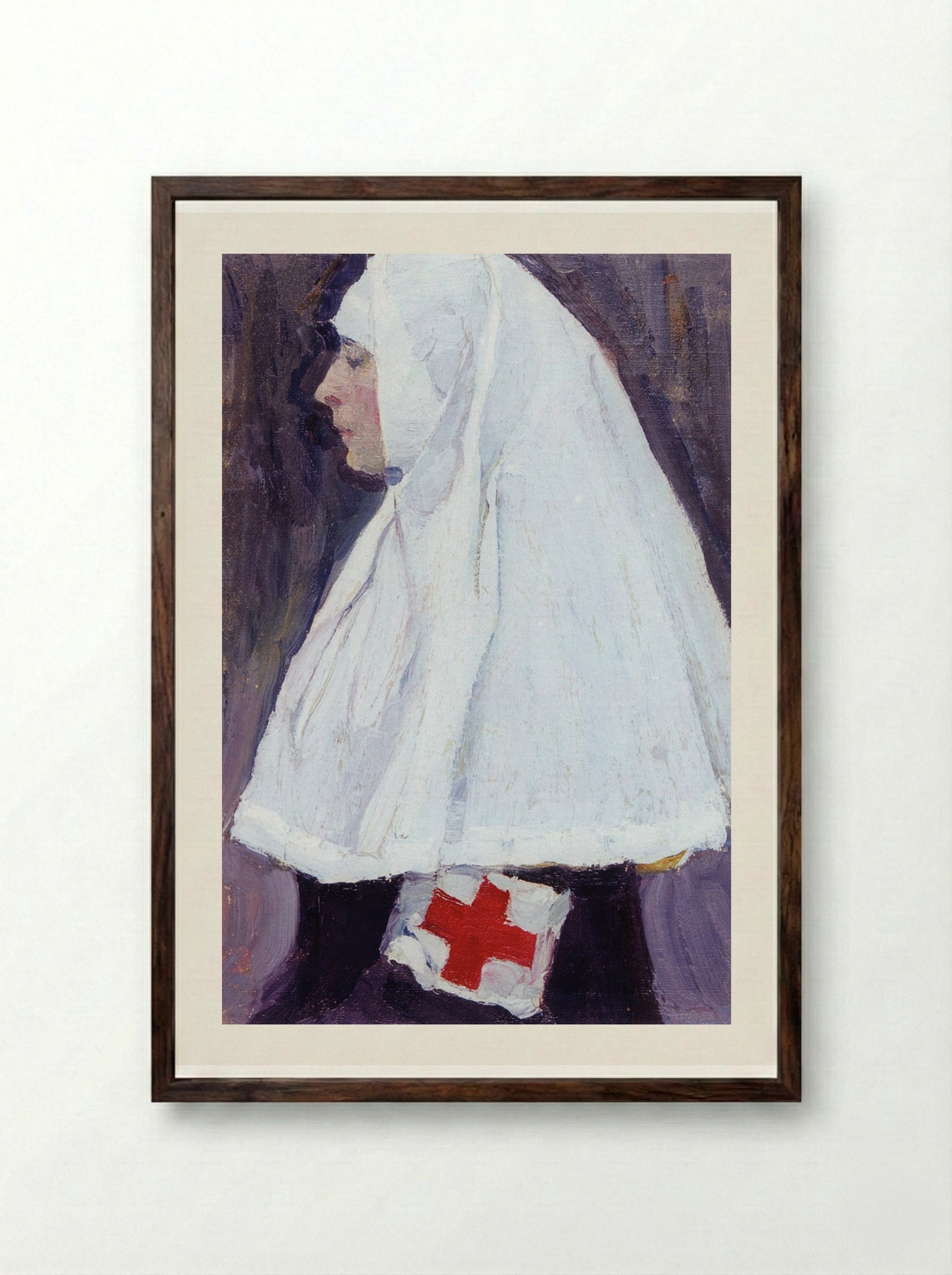Portrait of Ekaterina Nesterova - Mikhail Nesterov - Framed Print Dark Wood