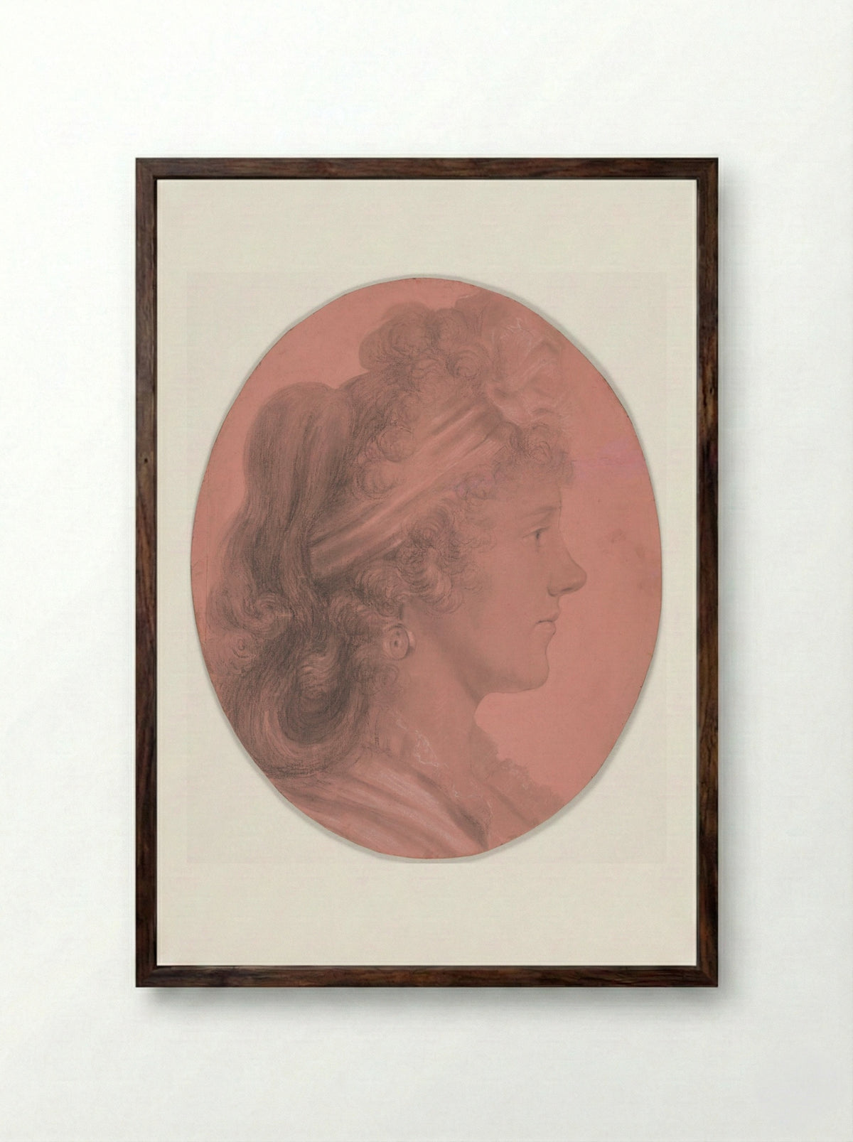 Portrait of Eleanor Ramsay Fitzwilliam - Charles Balthazar Julien Fevret de Saint-Mémin - Framed Print Dark Wood
