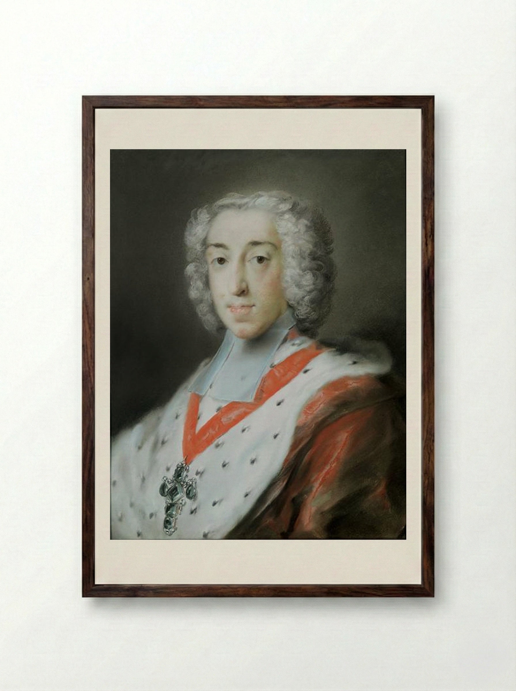 Portrait of Elector Clemens Augustus of Cologne - Rosalba Carriera - Framed Print Dark Wood