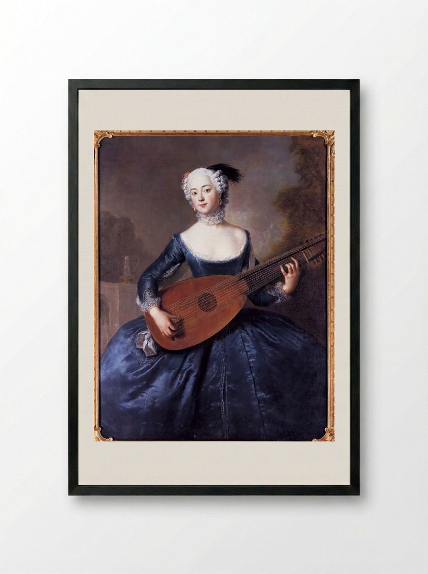 Portrait of Eleonore Louise Albertine - Antoine Pesne - Framed Print Black