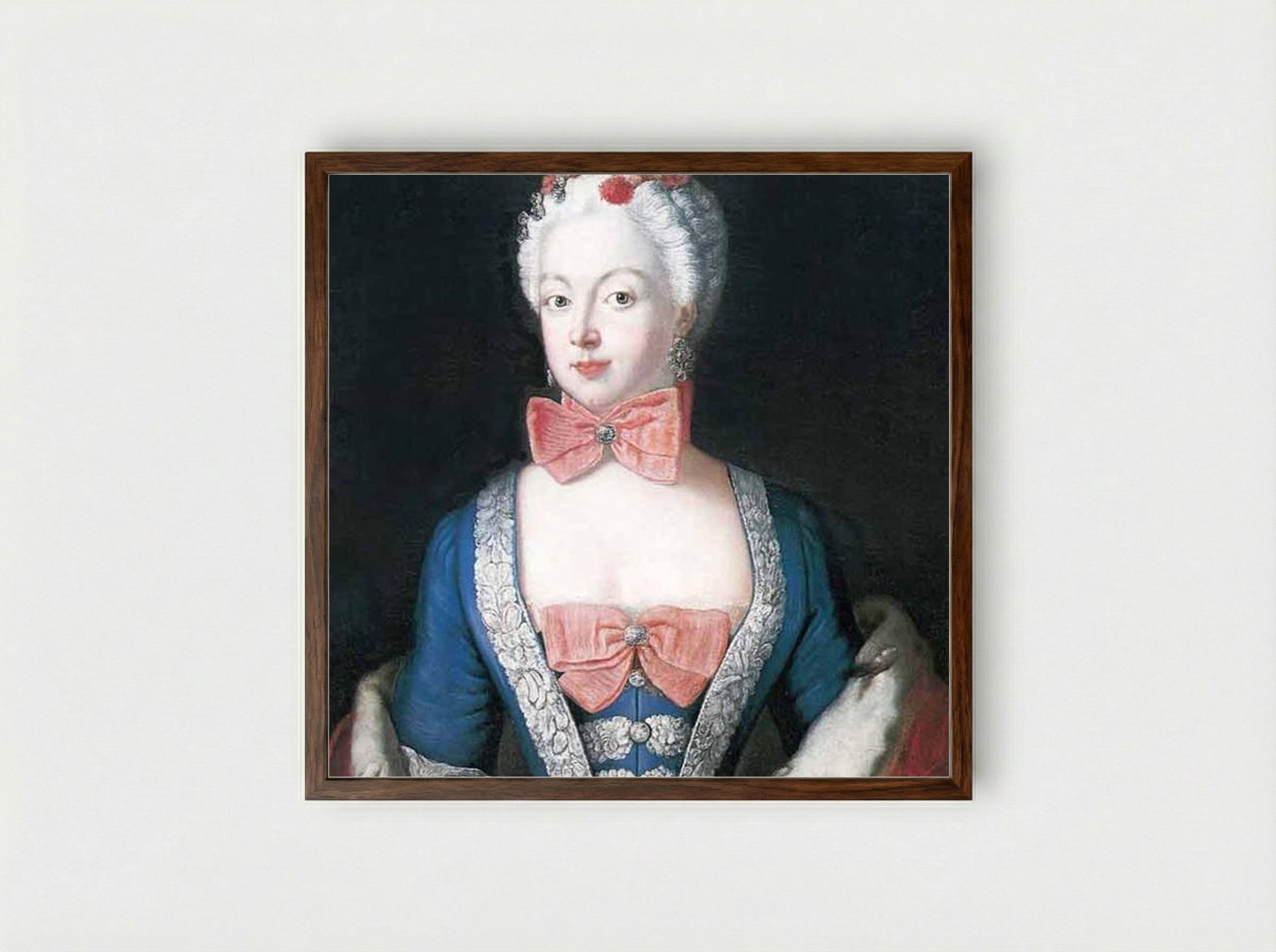 Portrait of Elisabeth Christine von Braunschweig-Bevern - Antoine Pesne - Framed Print Dark Wood