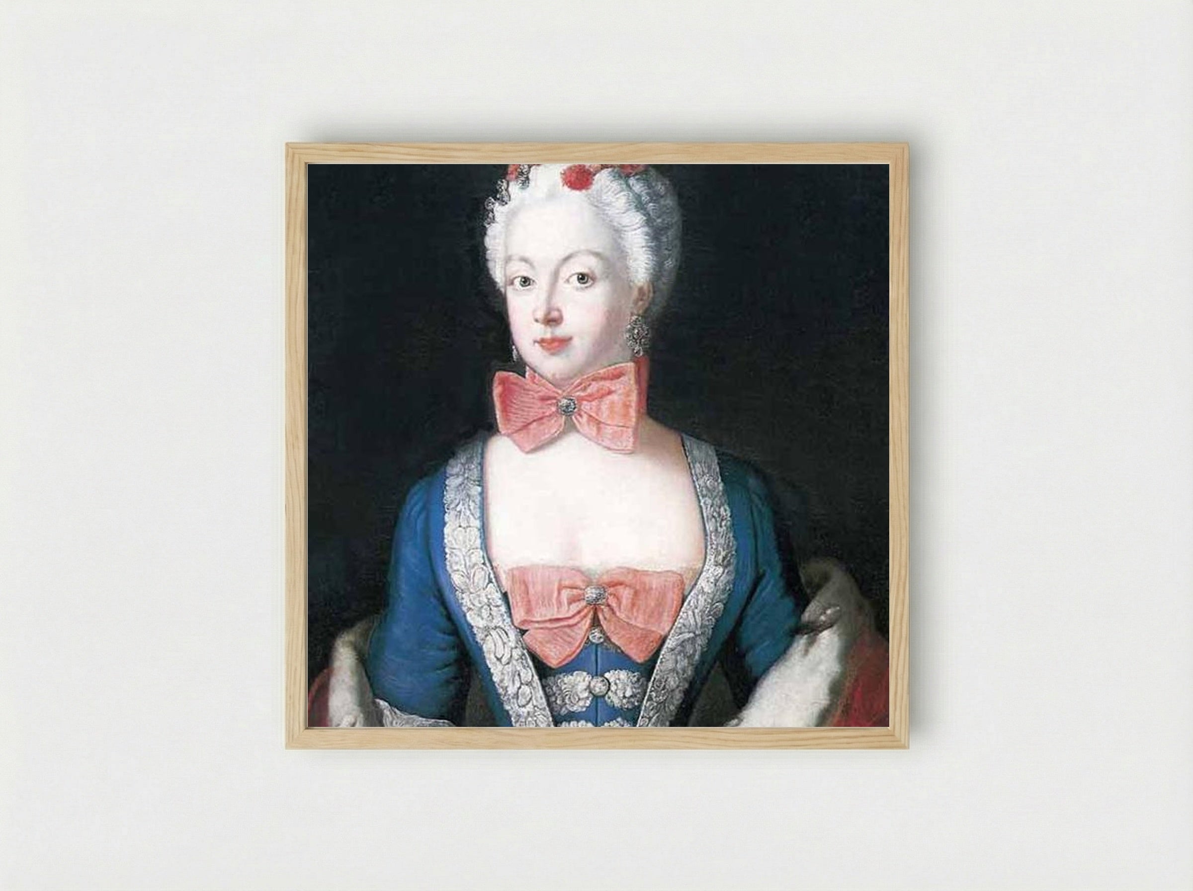 Portrait of Elisabeth Christine von Braunschweig-Bevern - Antoine Pesne - Framed Print Wood