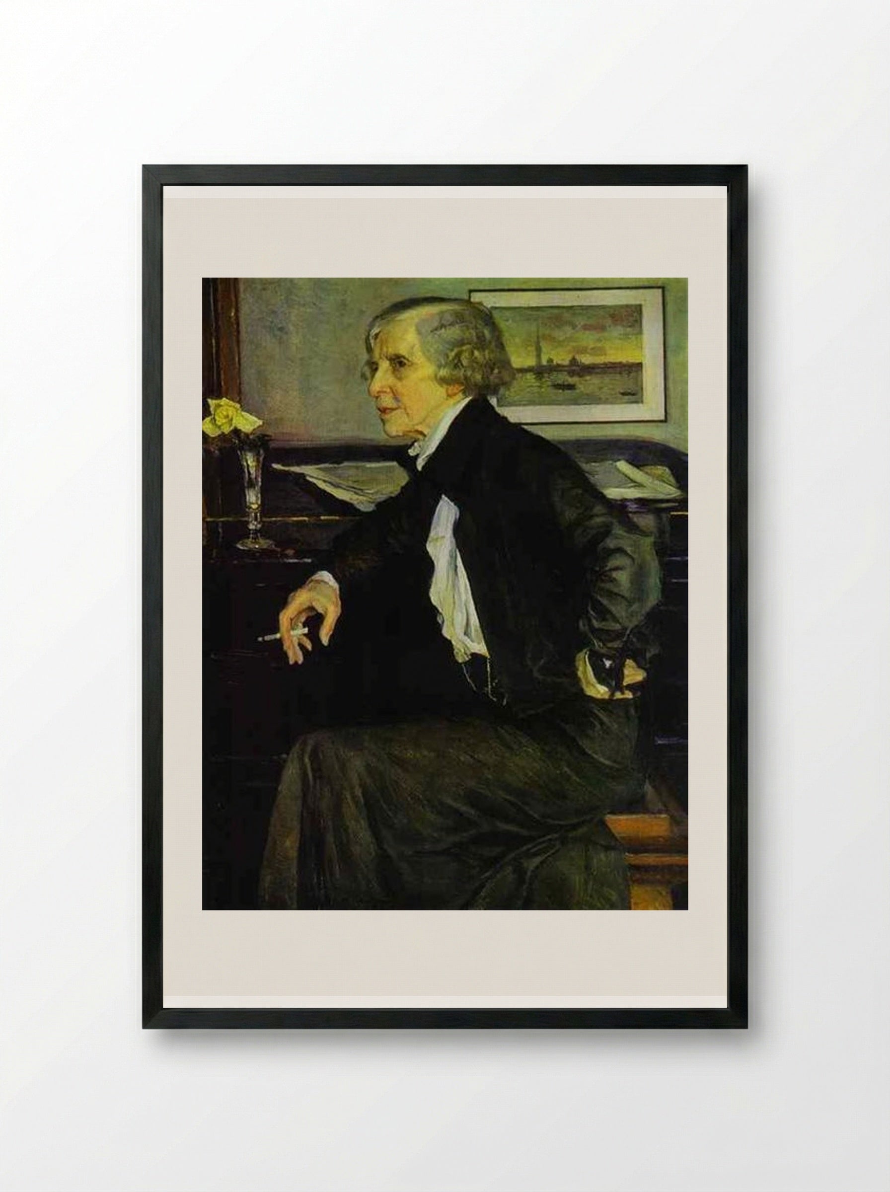 Portrait of Elizaveta Kruglikova - Mikhail Nesterov - Framed Print Black