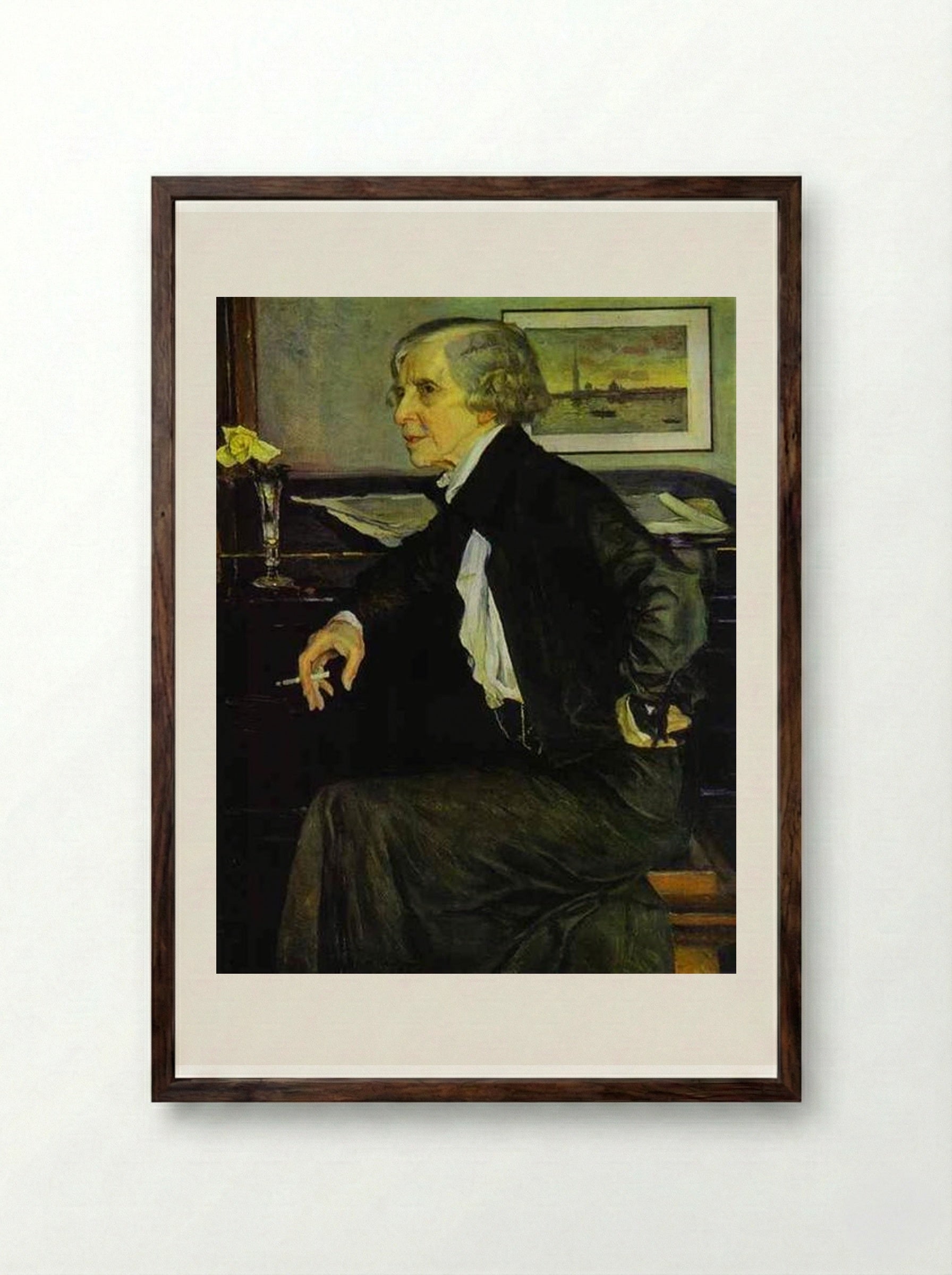 Portrait of Elizaveta Kruglikova - Mikhail Nesterov - Framed Print Dark Wood