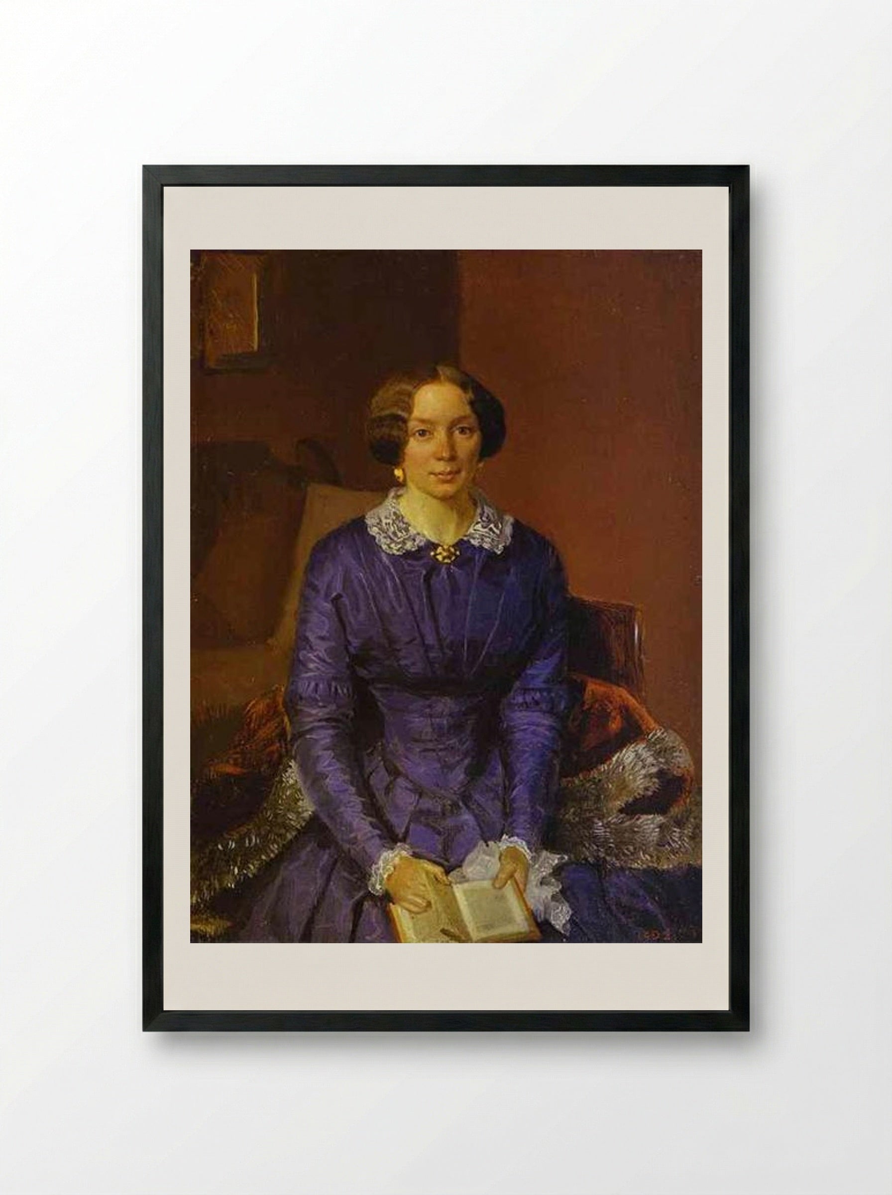Portrait of Elizaveta Petrovna Zhdanova - Pavel Fedotov - Framed Print Black