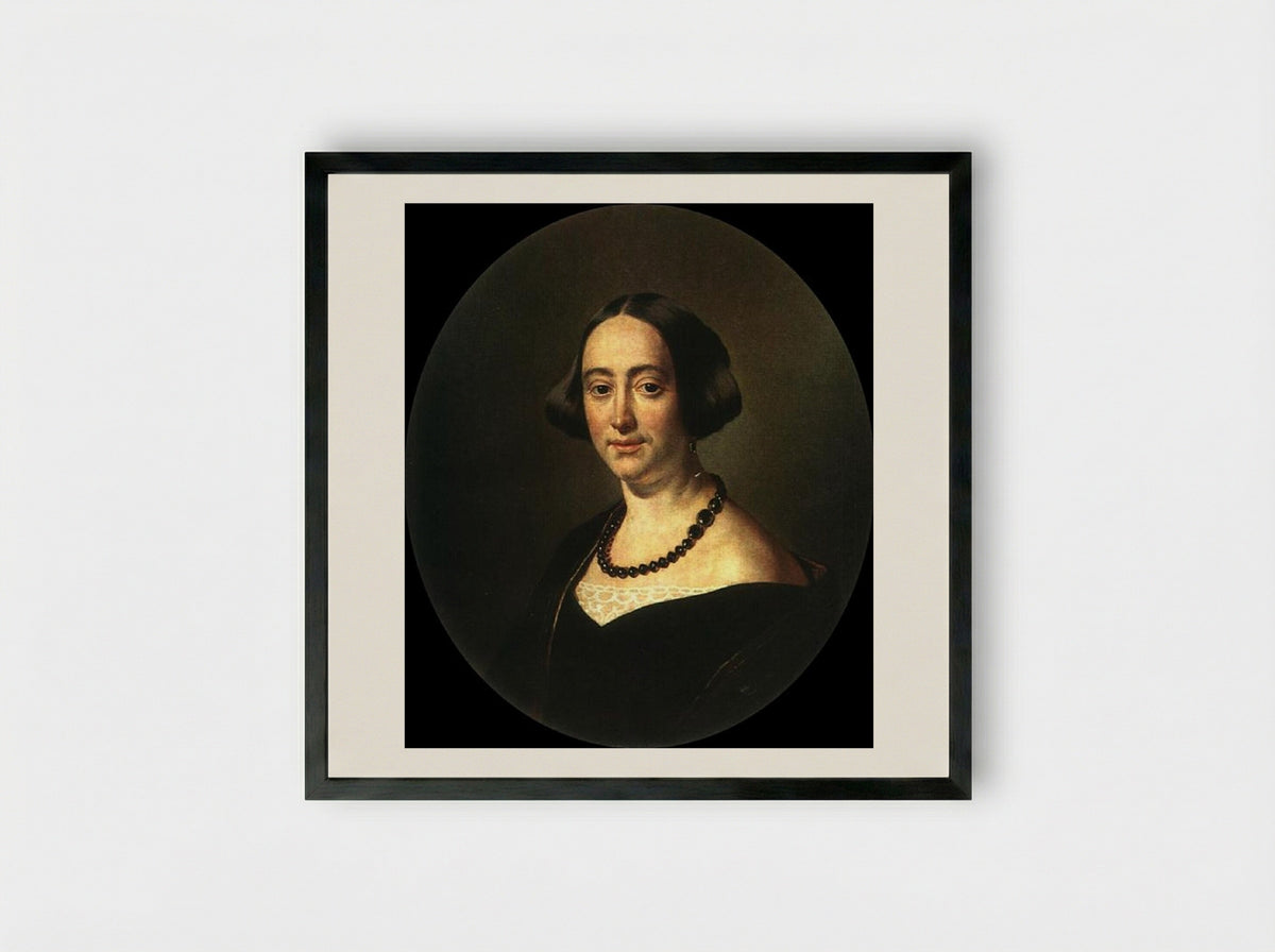 Portrait of Elizaveta Vladimirovna Mazurina - Vasily Tropinin - Framed Print Black