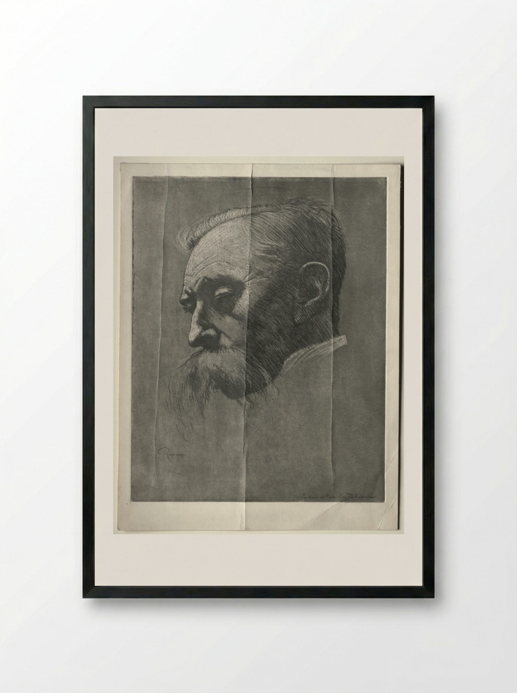 Portrait of Emile Verhaeren - Armand Rassenfosse - Framed Print Black