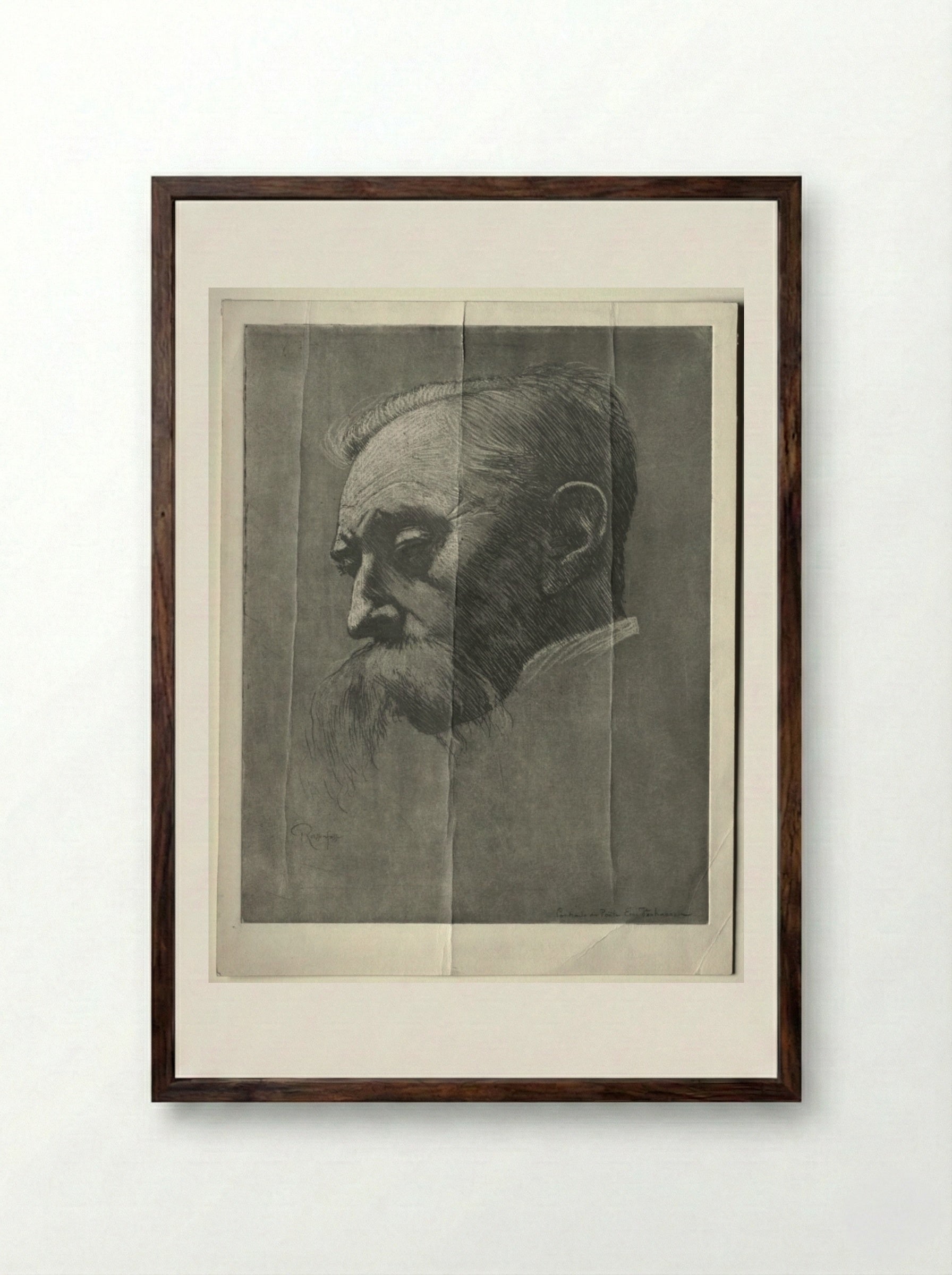 Portrait of Emile Verhaeren - Armand Rassenfosse - Framed Print Dark Wood
