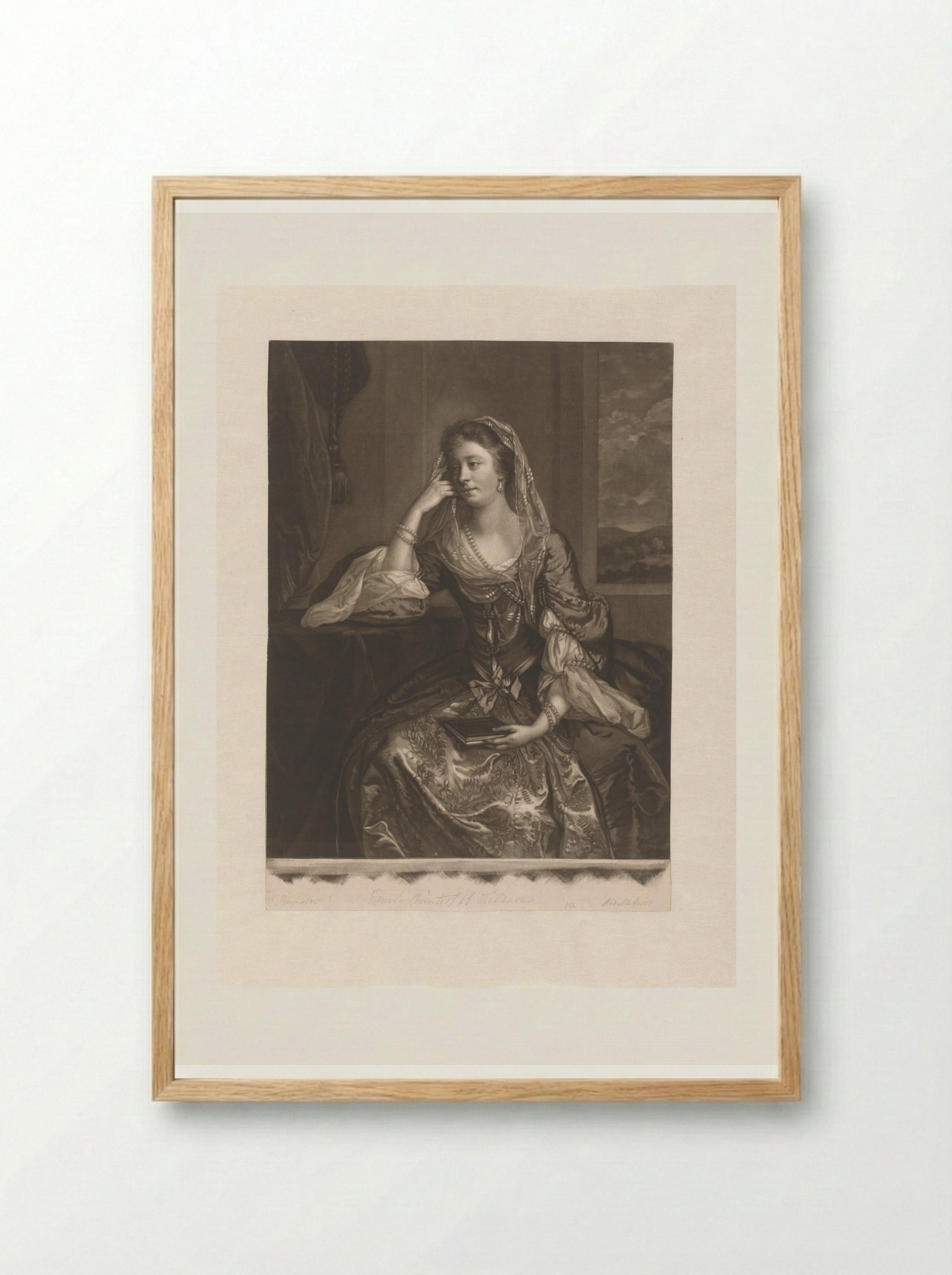 Portrait of Emily FitzGerald, Countess of Kildare - James McArdell - Framed Print Wood
