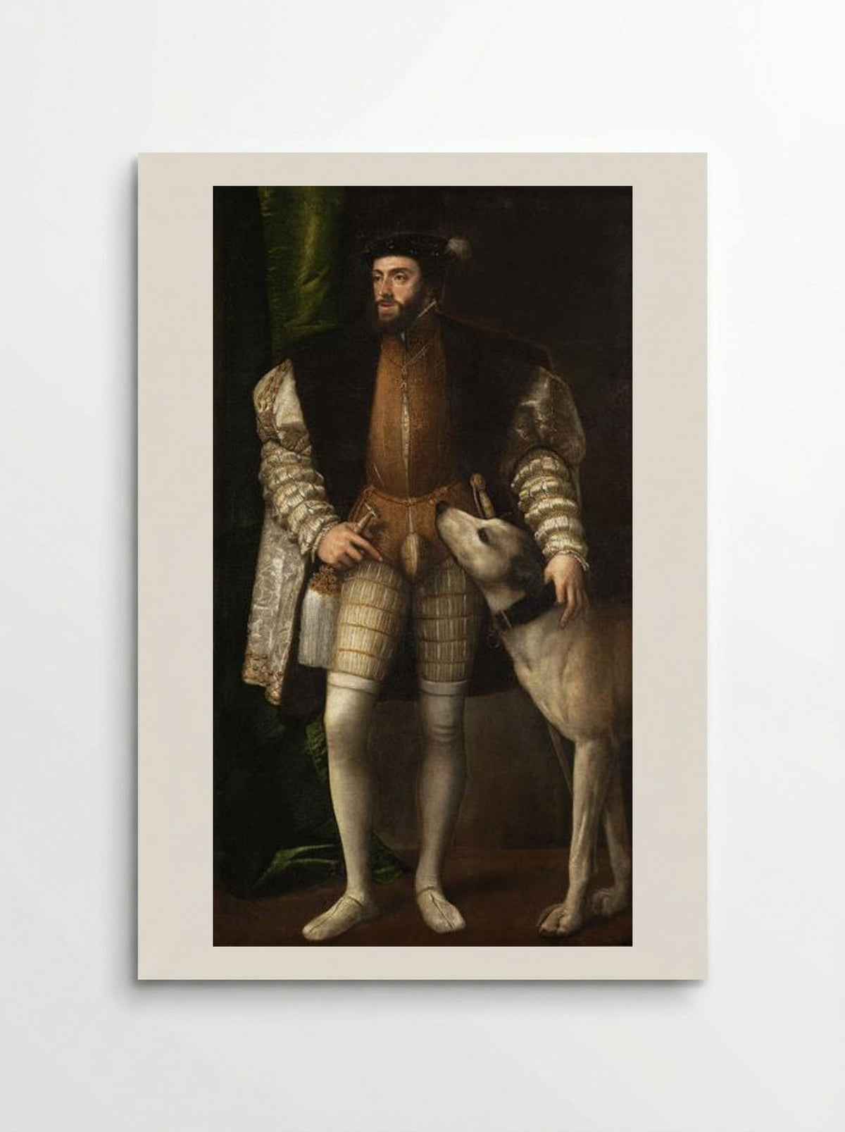 Portrait of Emperor Charles V with a Dog - Titian - Poster