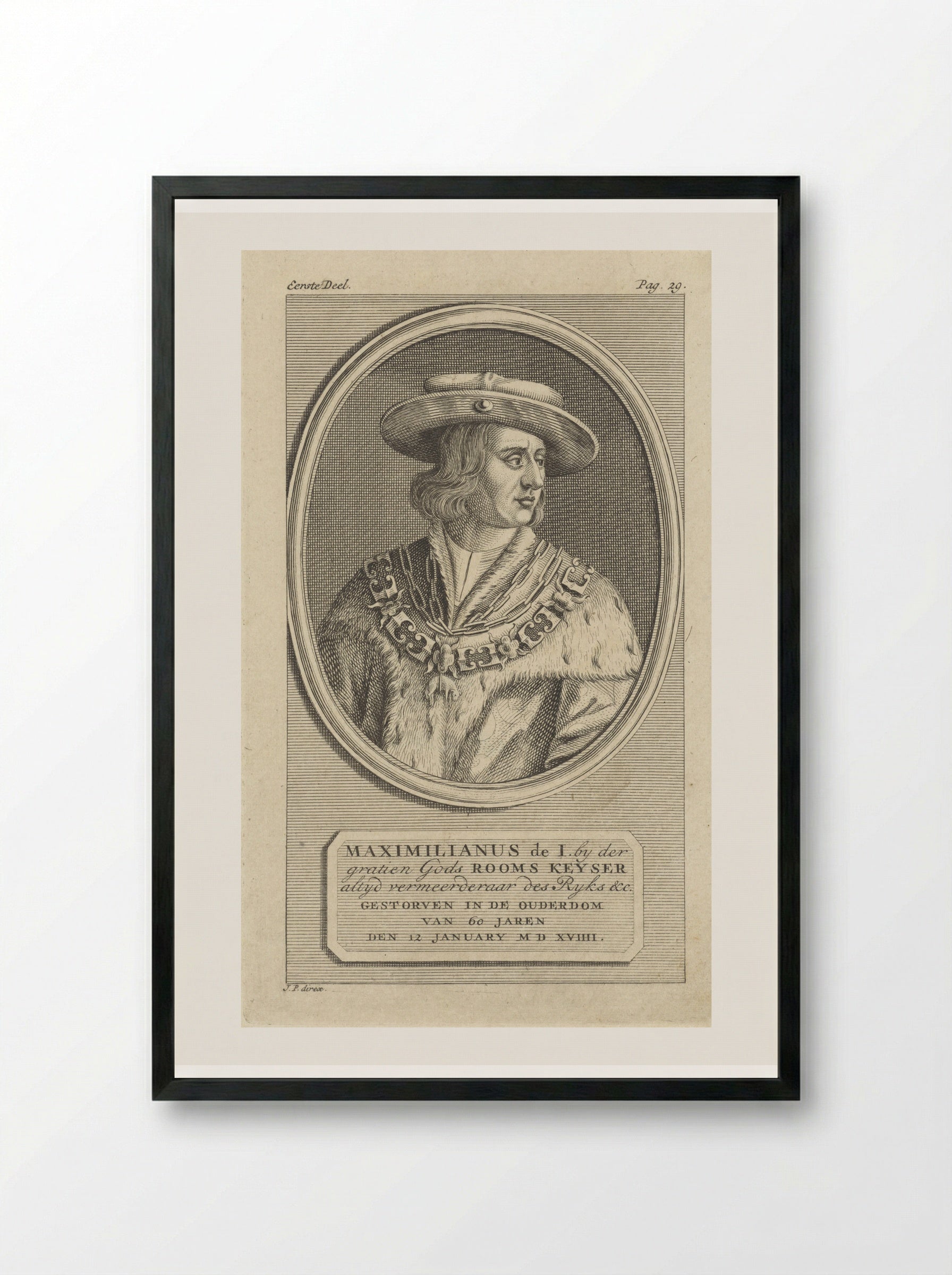 Portrait of Emperor Maximilian I - Jan Punt - Framed Print Black