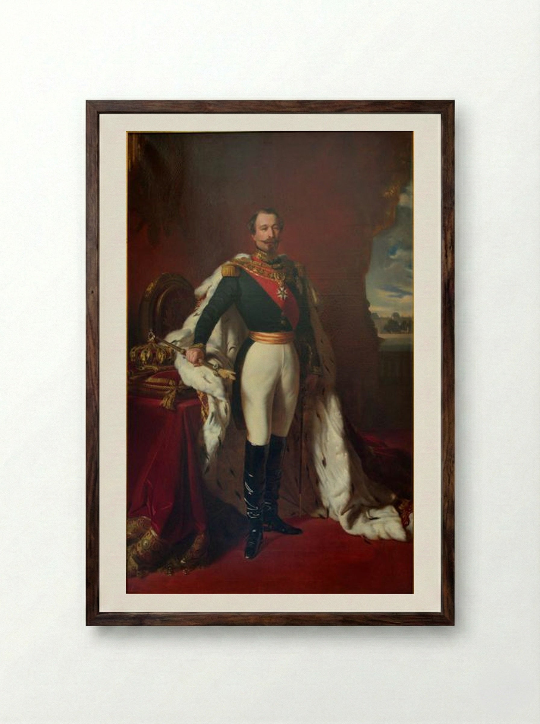 Portrait of Emperor Napoleon III - Franz Xaver Winterhalter - Framed Print Dark Wood