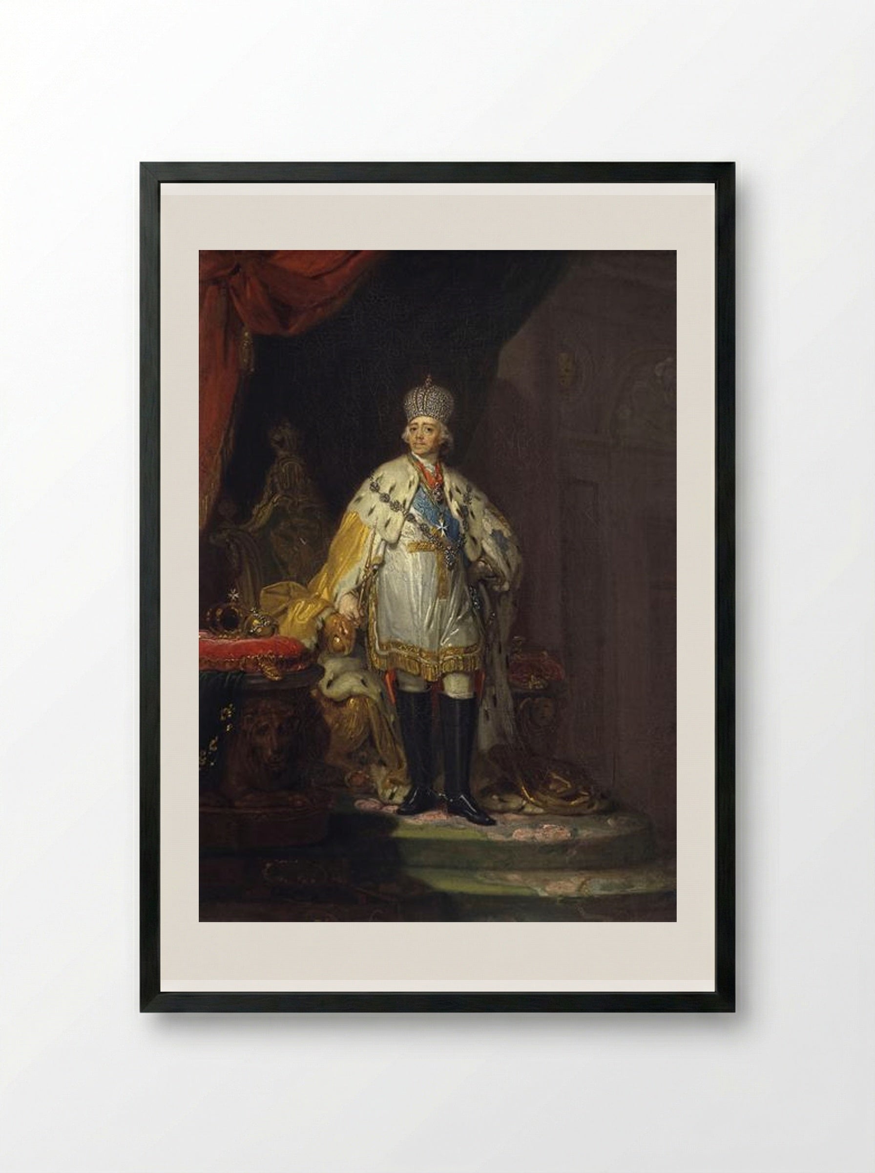 Portrait of Emperor Paul I - Vladimir Borovikovsky - Framed Print Black