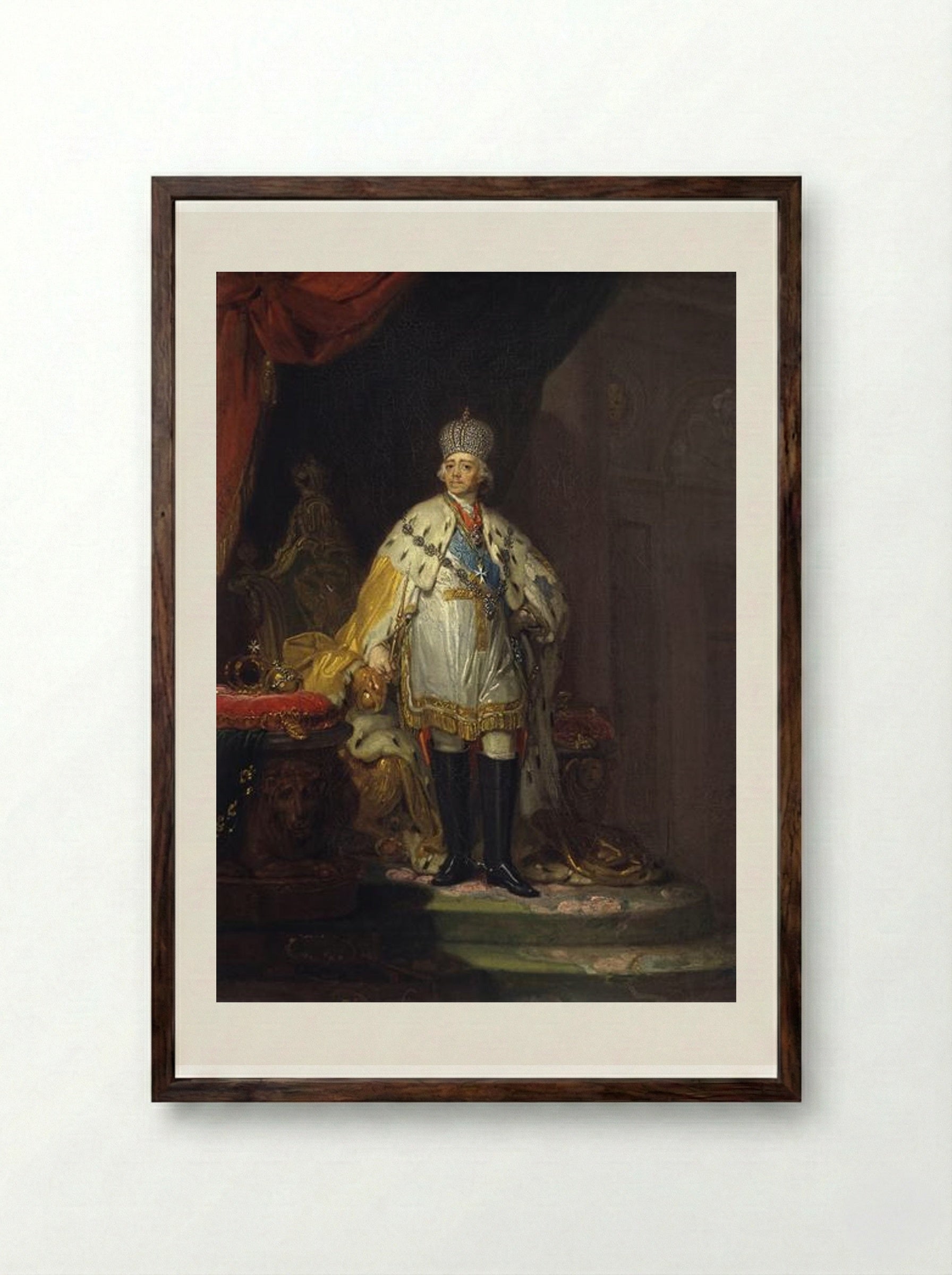 Portrait of Emperor Paul I - Vladimir Borovikovsky - Framed Print Dark Wood