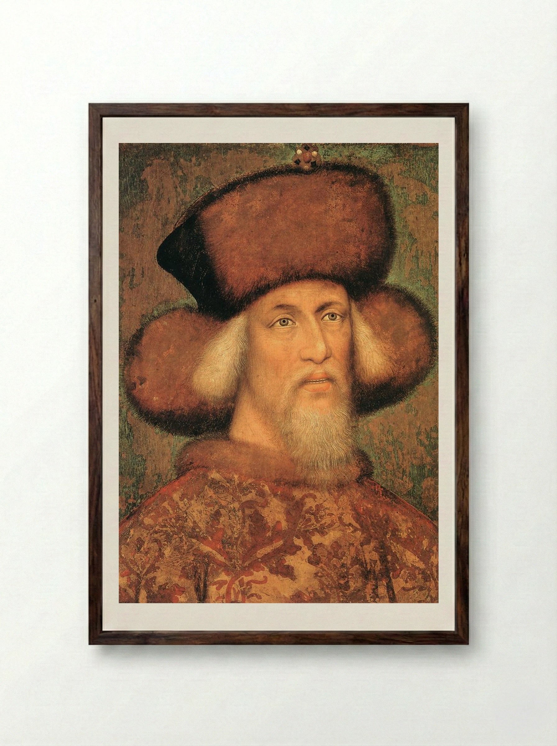 Portrait of Emperor Sigismund of Luxembourg - Pisanello - Framed Print Dark Wood
