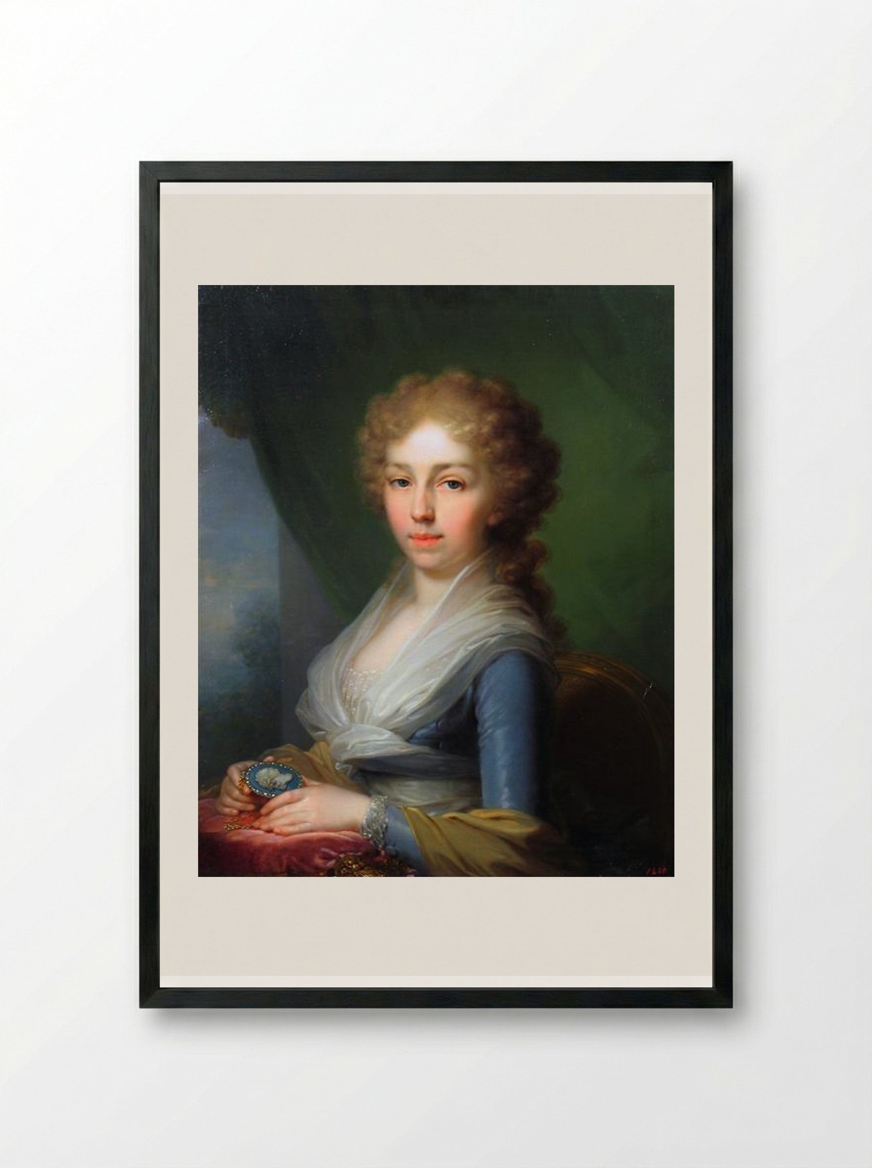 Portrait of Empress Elisabeth Alexeievna - Vladimir Borovikovsky - Framed Print Black
