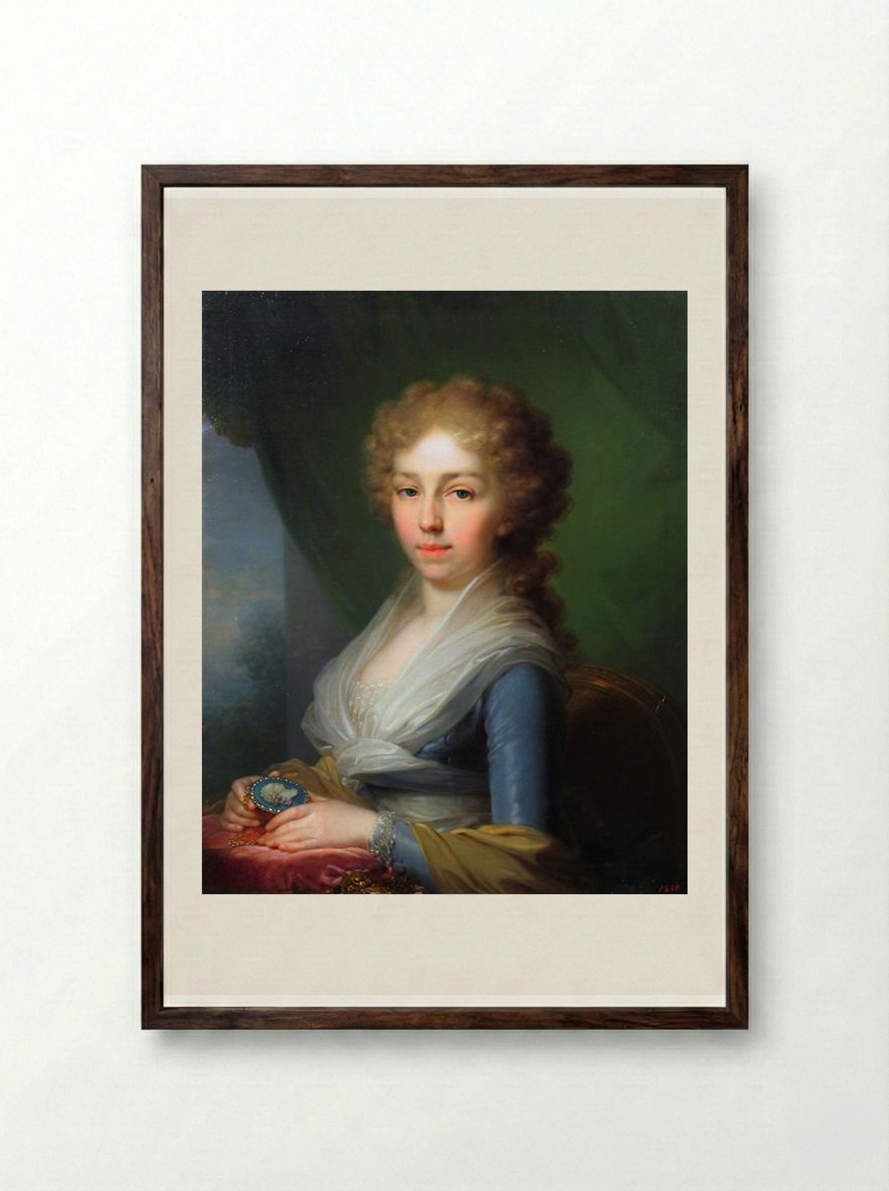 Portrait of Empress Elisabeth Alexeievna - Vladimir Borovikovsky - Framed Print Dark Wood