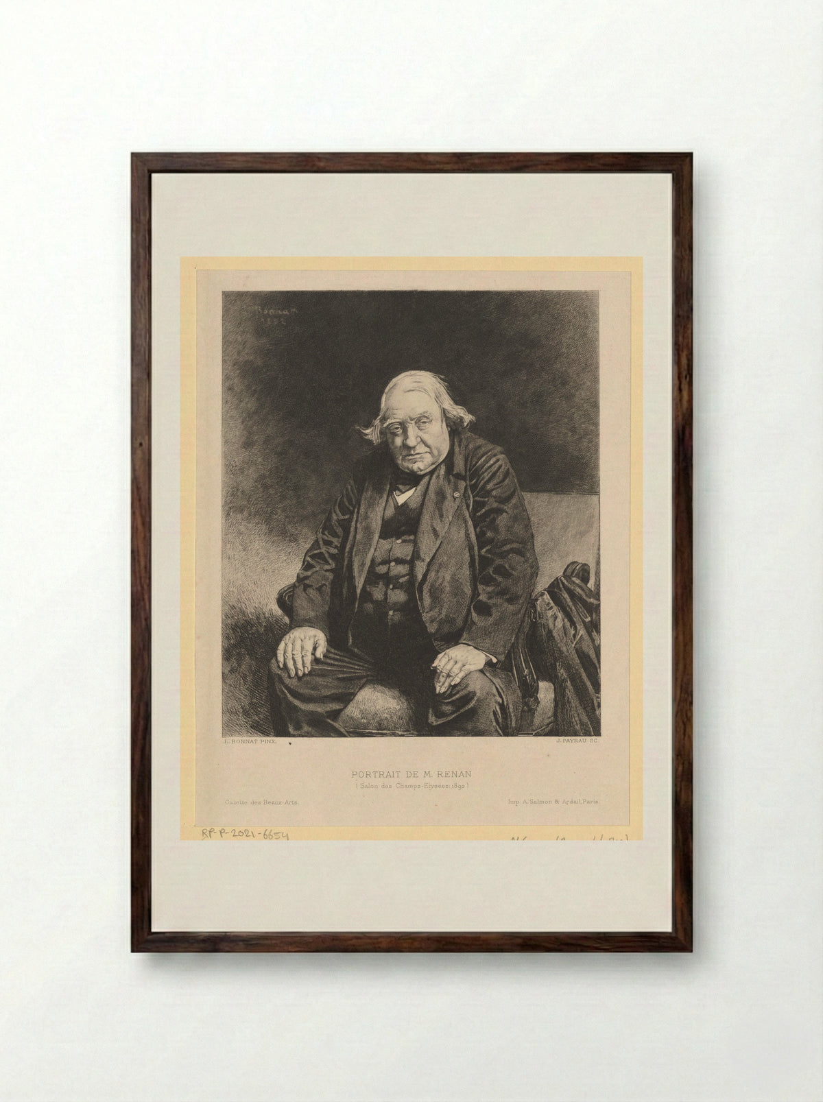 Portrait of Ernest Renan - Léon Bonnat - Framed Print Dark Wood