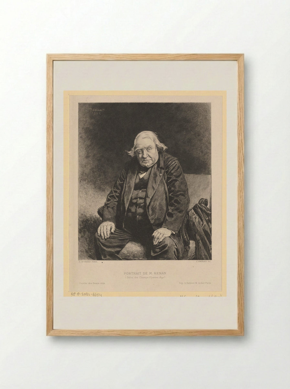 Portrait of Ernest Renan - Léon Bonnat - Framed Print Wood
