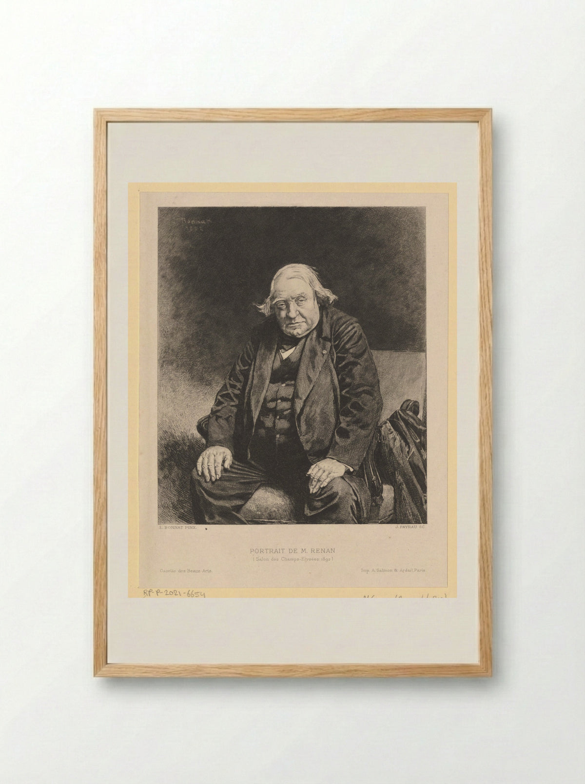 Portrait of Ernest Renan - Léon Bonnat - Framed Print Wood
