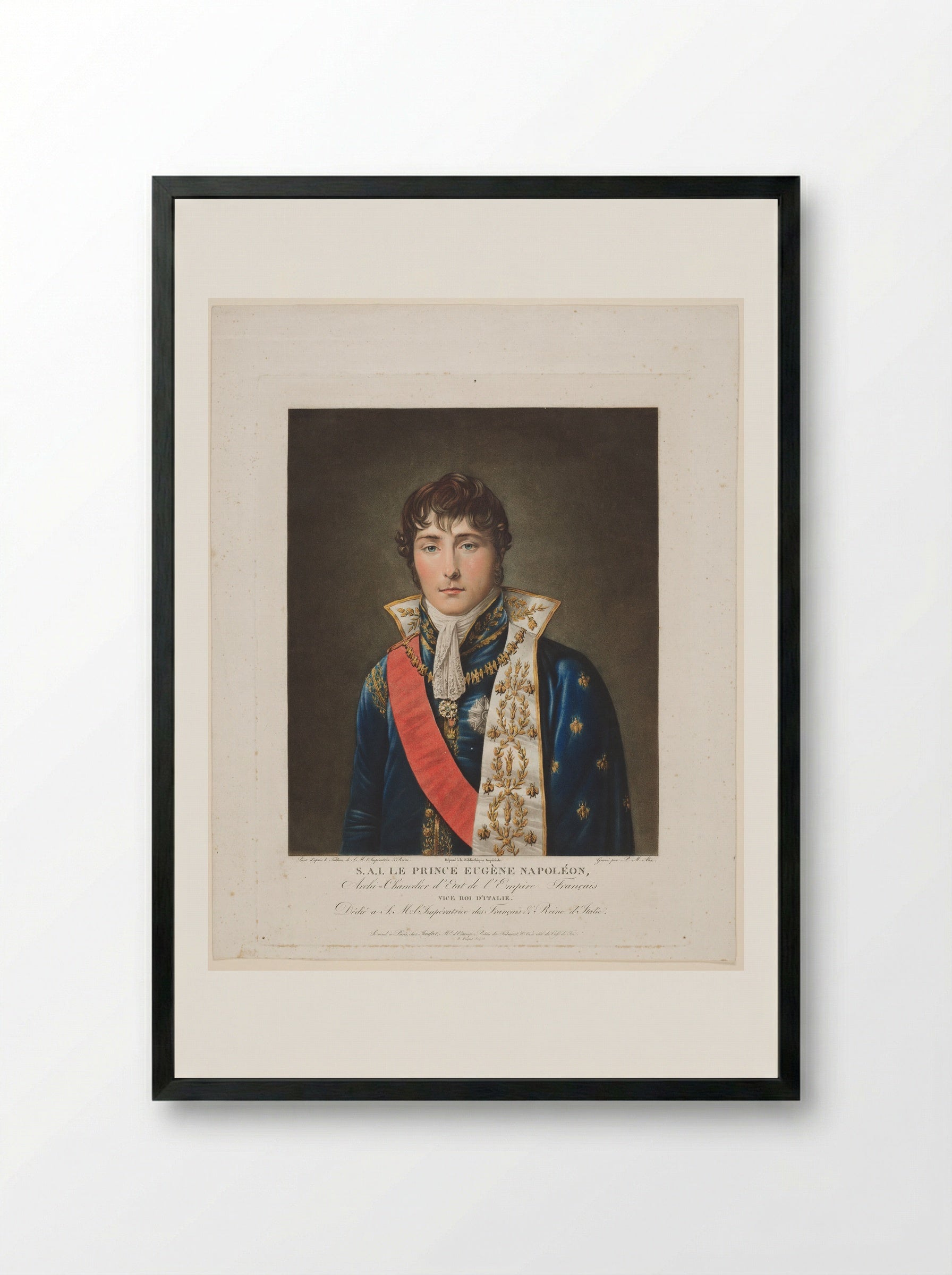 Portrait of Eugène de Beauharnais - Pierre Michel Alix - Framed Print Black