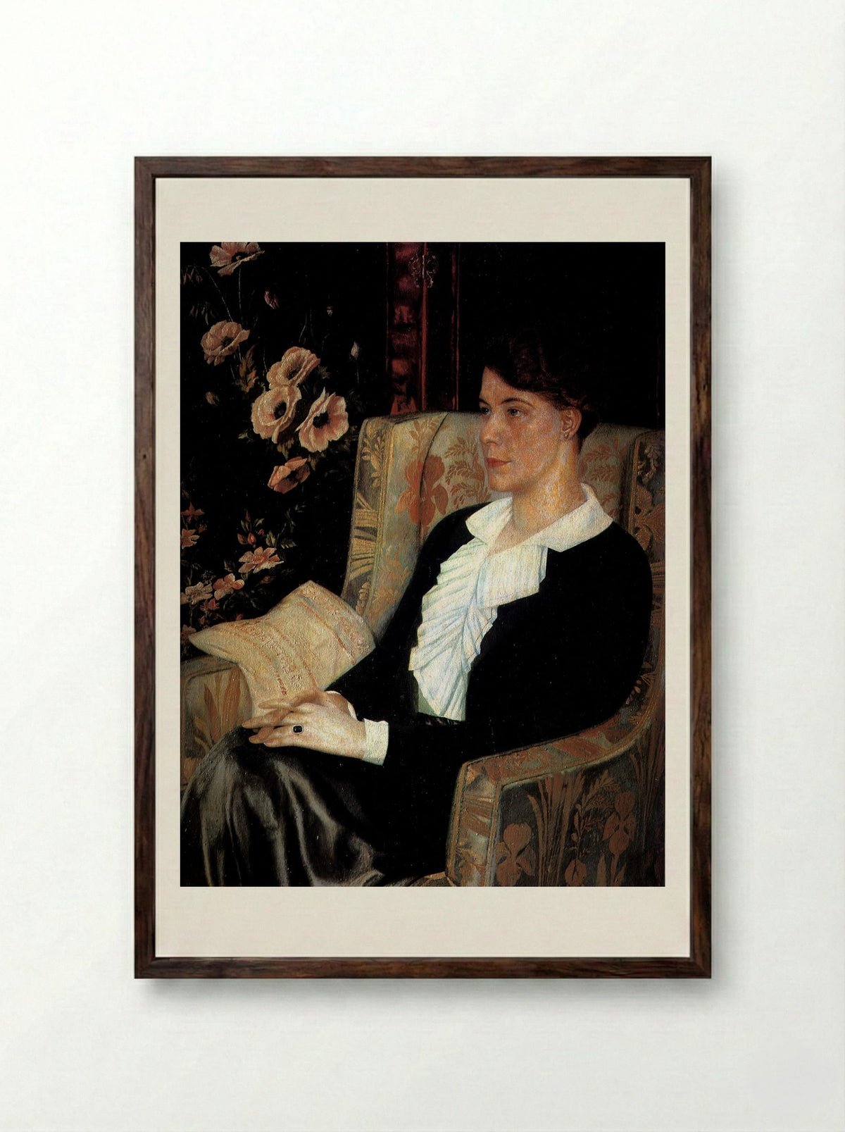 Portrait of Evdokiya Nikolaevna Glebova, the Artist's Sister - Pavel Filonov - Framed Print Dark Wood