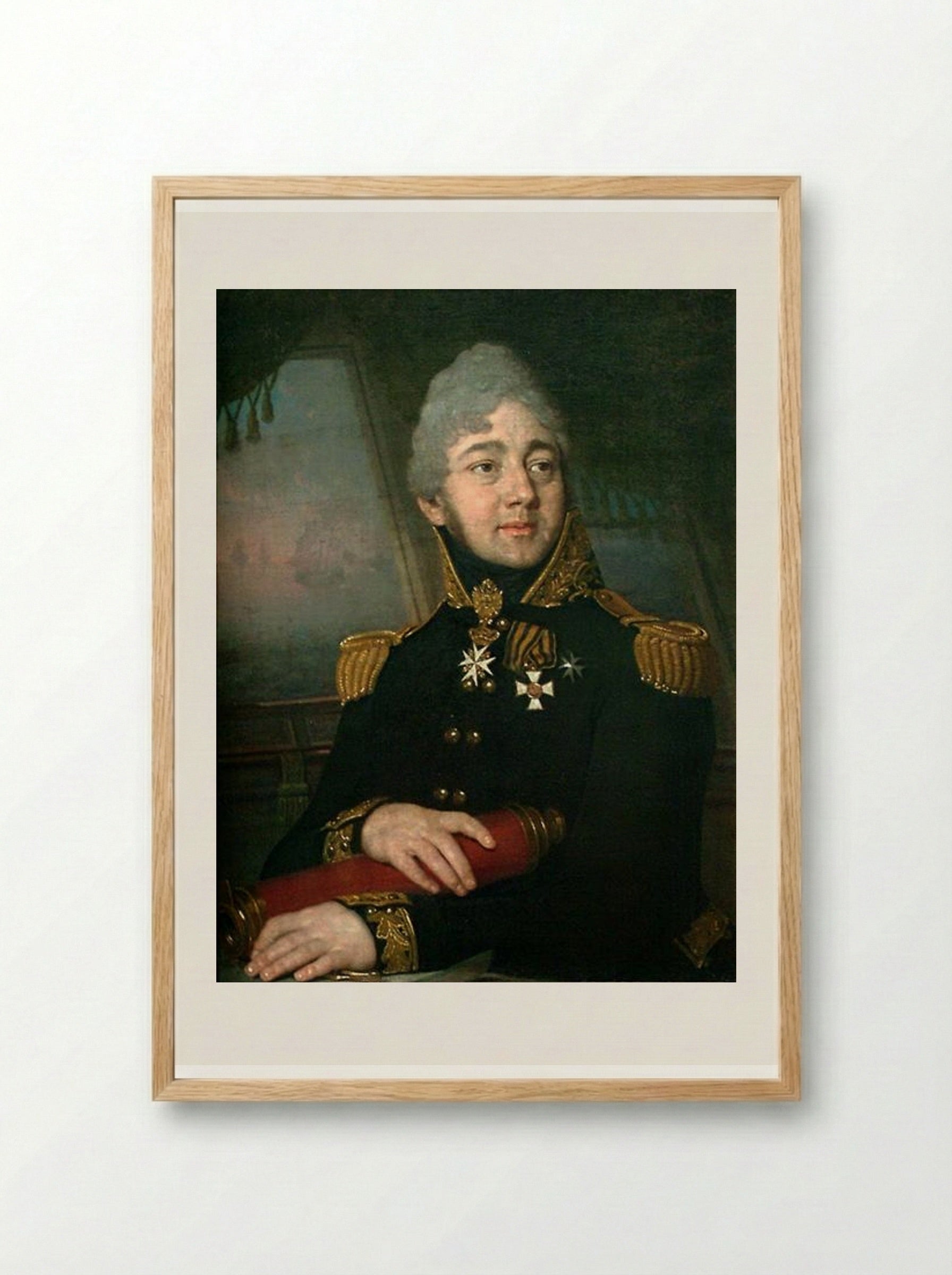 Portrait of Evgeny Boratynsky - Vladimir Borovikovsky - Framed Print Wood