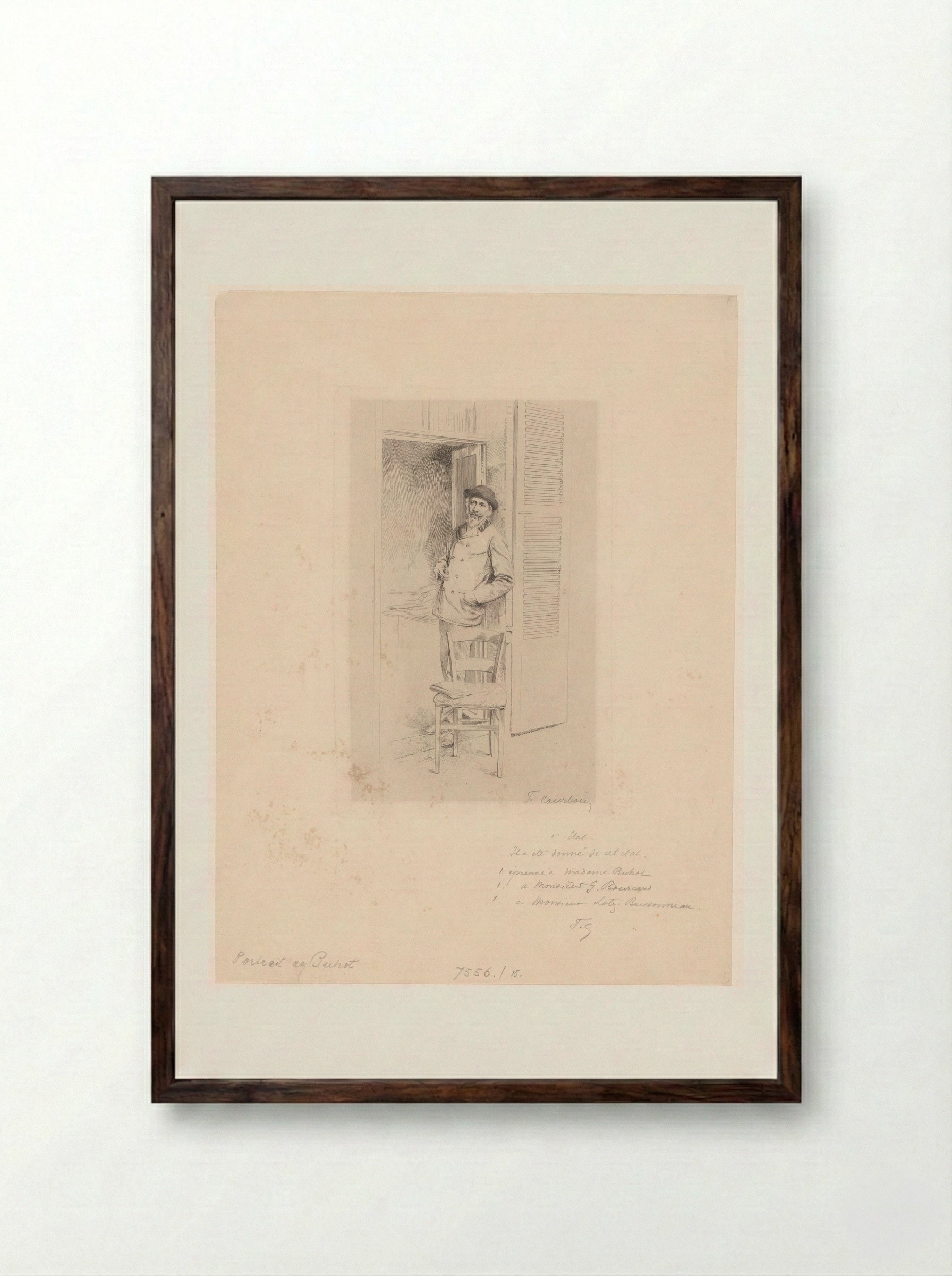 Portrait of Félix Buhot - F. Courboin - Framed Print Dark Wood
