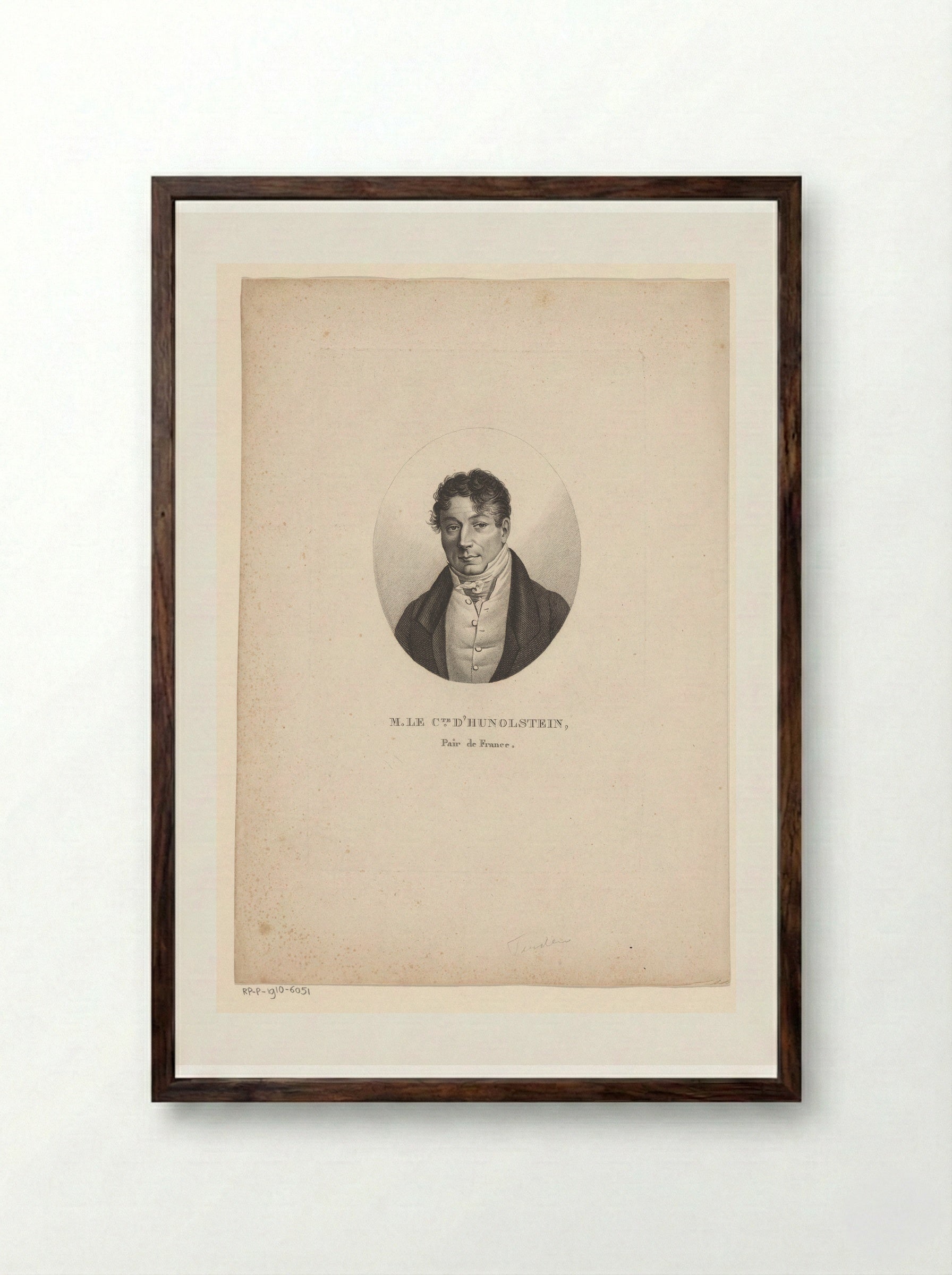 Portrait of Félix-Philippe-Charles d'Hunolstein - Ambroise Tardieu - Framed Print Dark Wood