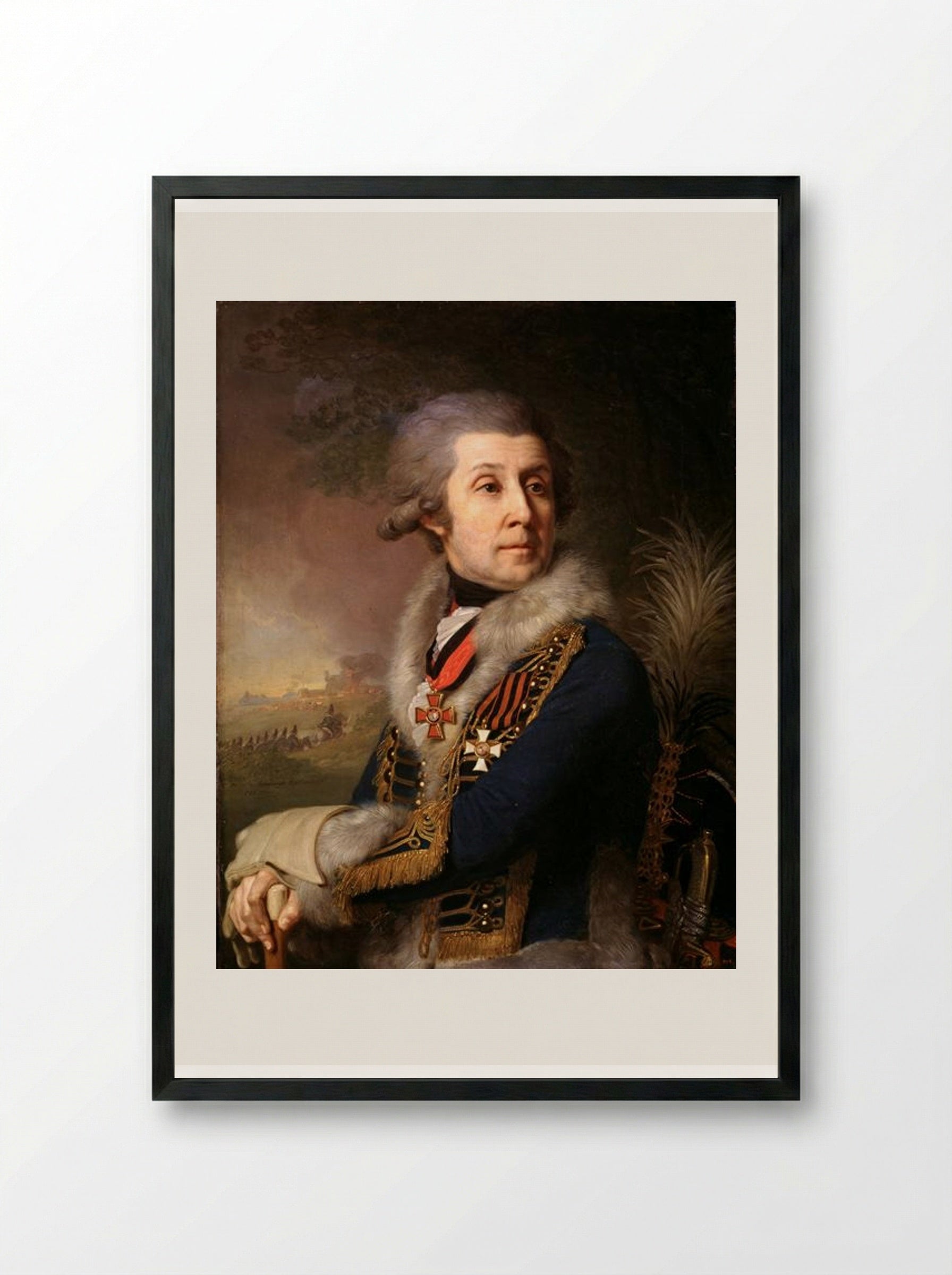 Portrait of F. A. Borovsky - Vladimir Borovikovsky - Framed Print Black