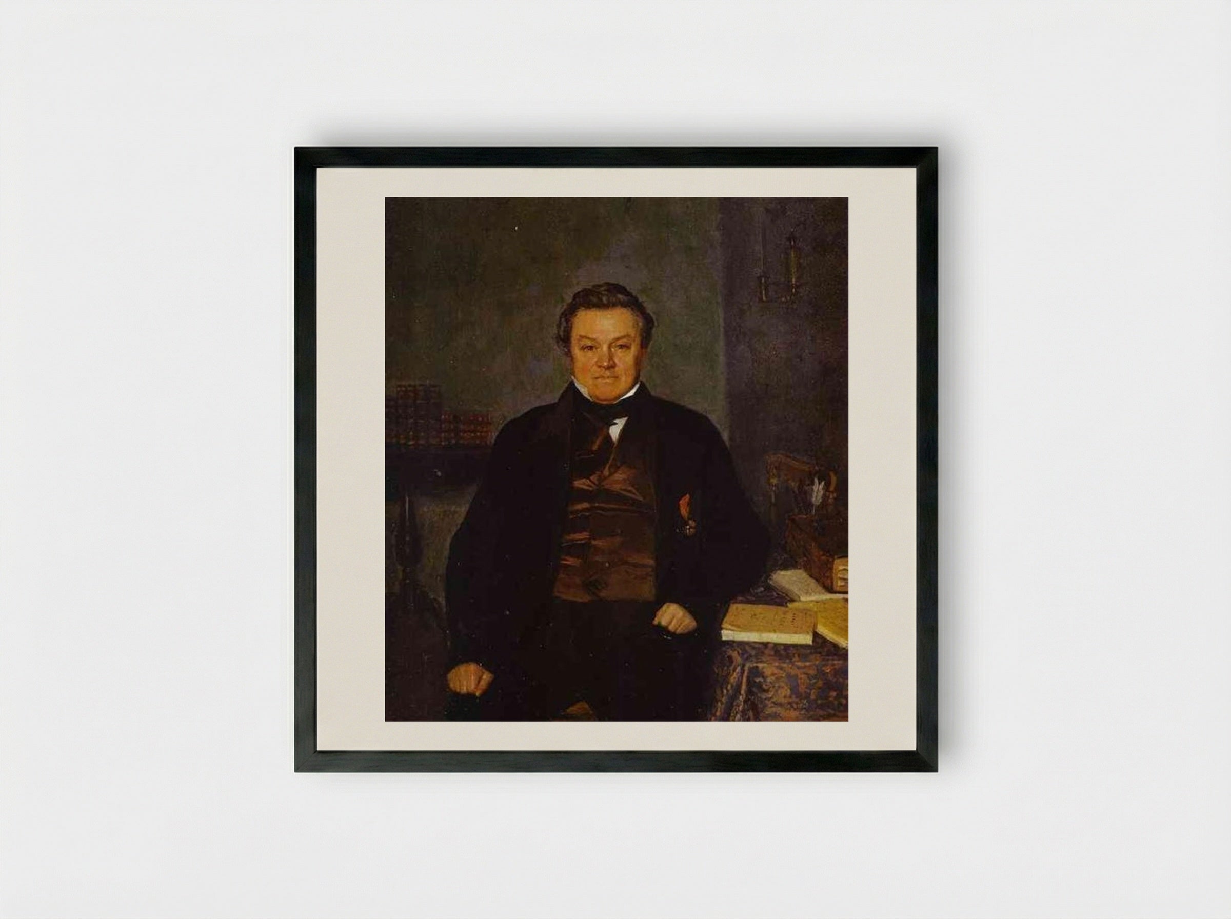 Portrait of F. Ye. Yakovlev - Pavel Fedotov - Framed Print Black