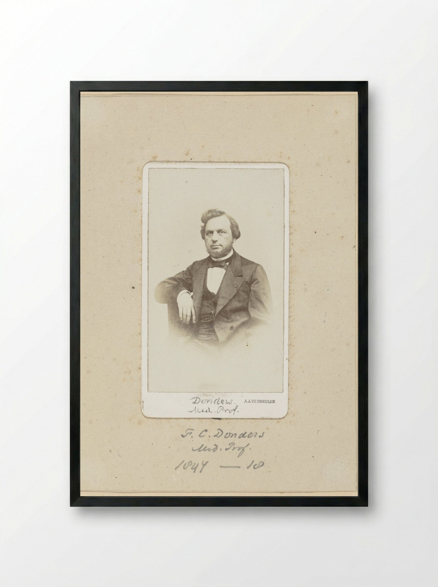 Portrait of F.C. Donders, Professor of Medicine - Abraham Adrianus Vermeulen - Framed Print Black