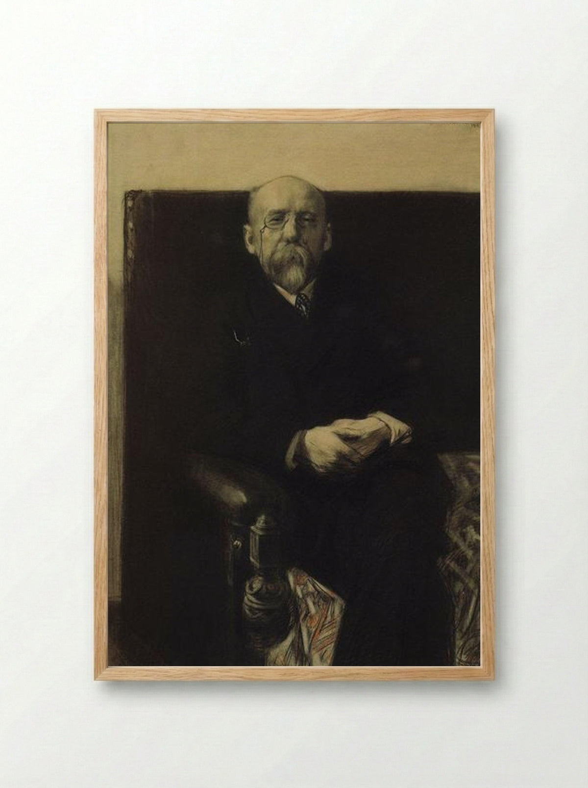 Portrait of F.K. Sologub - Boris Kustodiev - Framed Print Wood