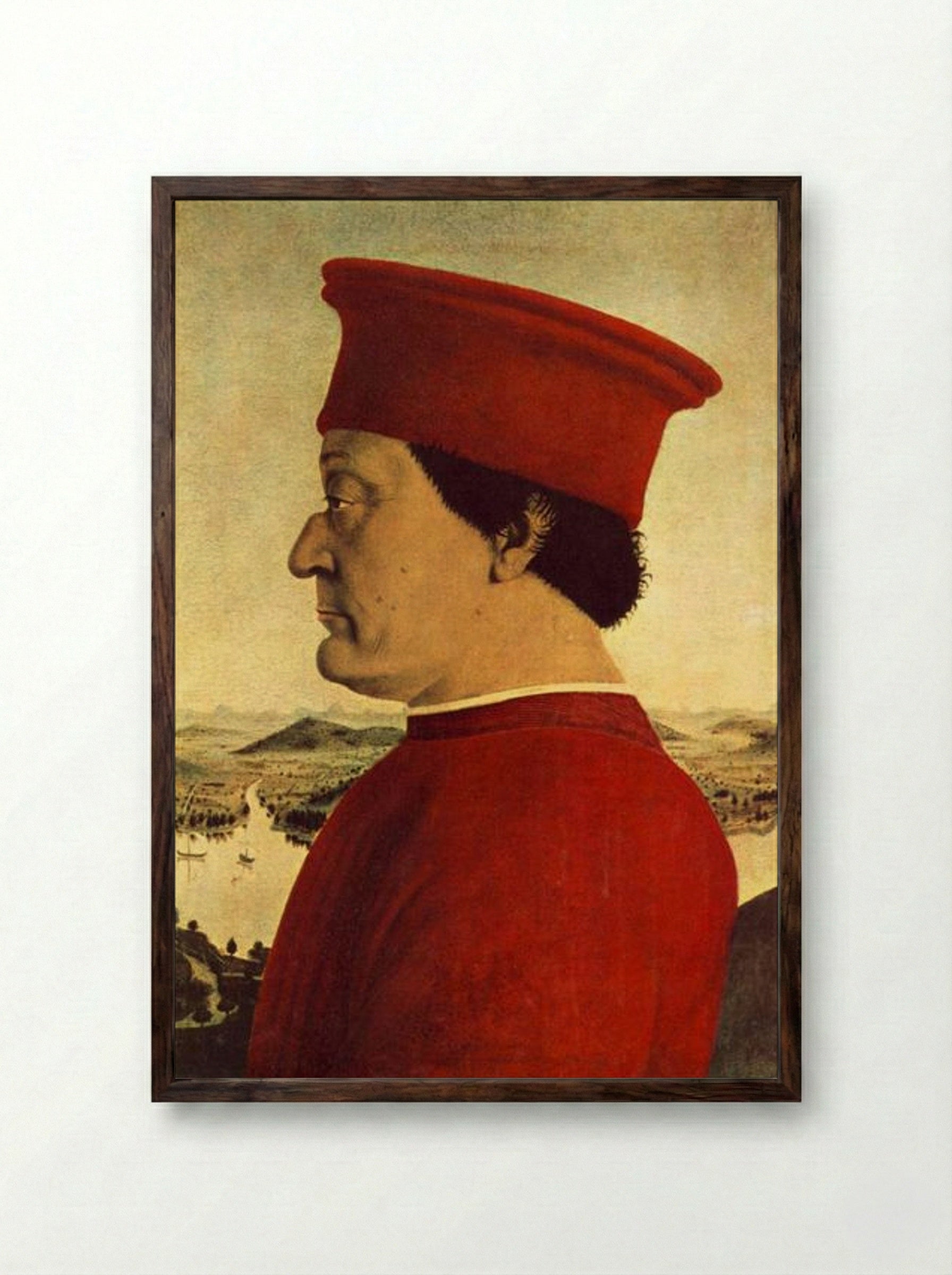 Portrait of Federigo da Montefeltro - Piero della Francesca - Framed Print Dark Wood