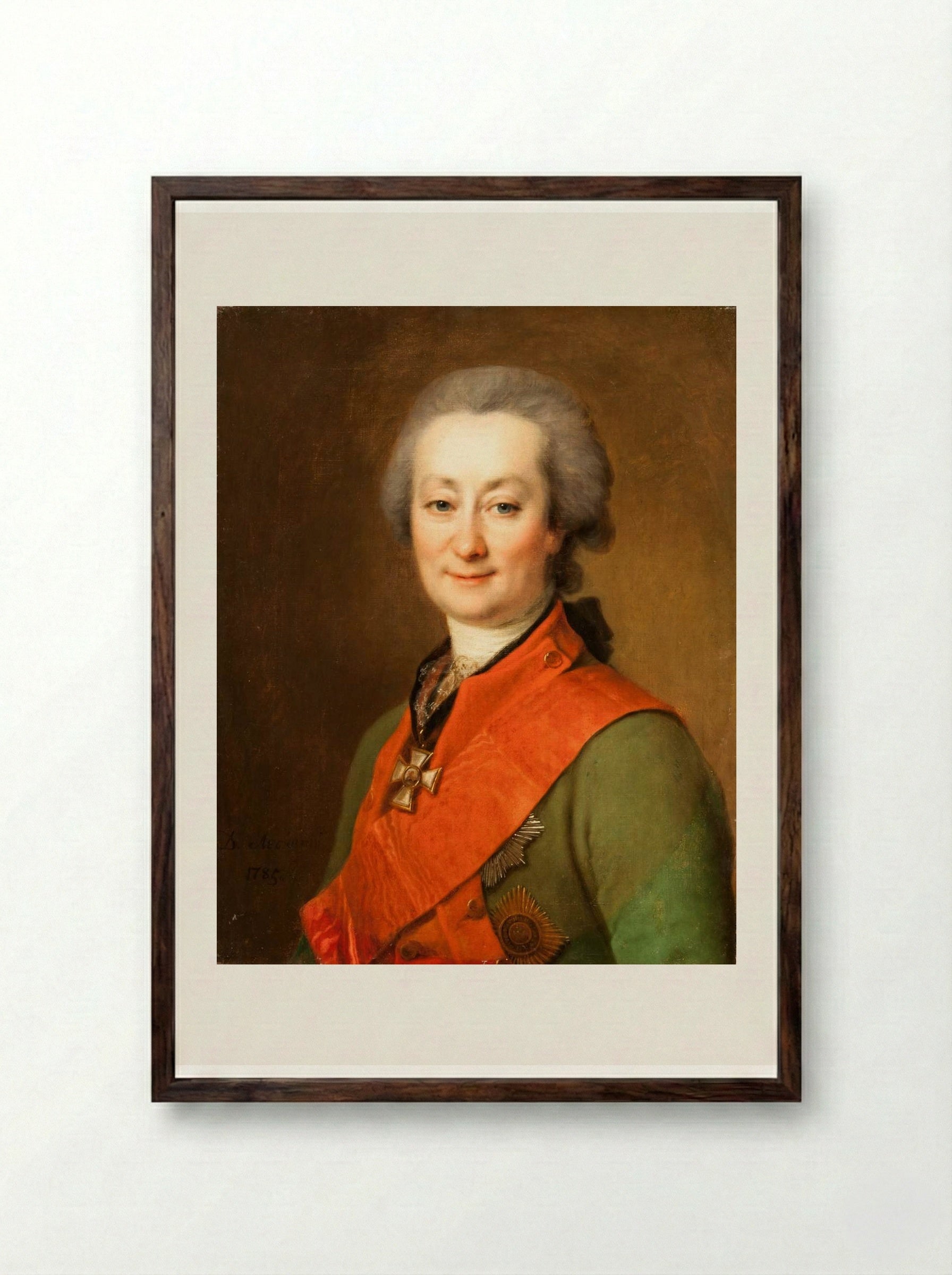 Portrait of Fedor Orlov - Dmitry Levitzky - Framed Print Dark Wood