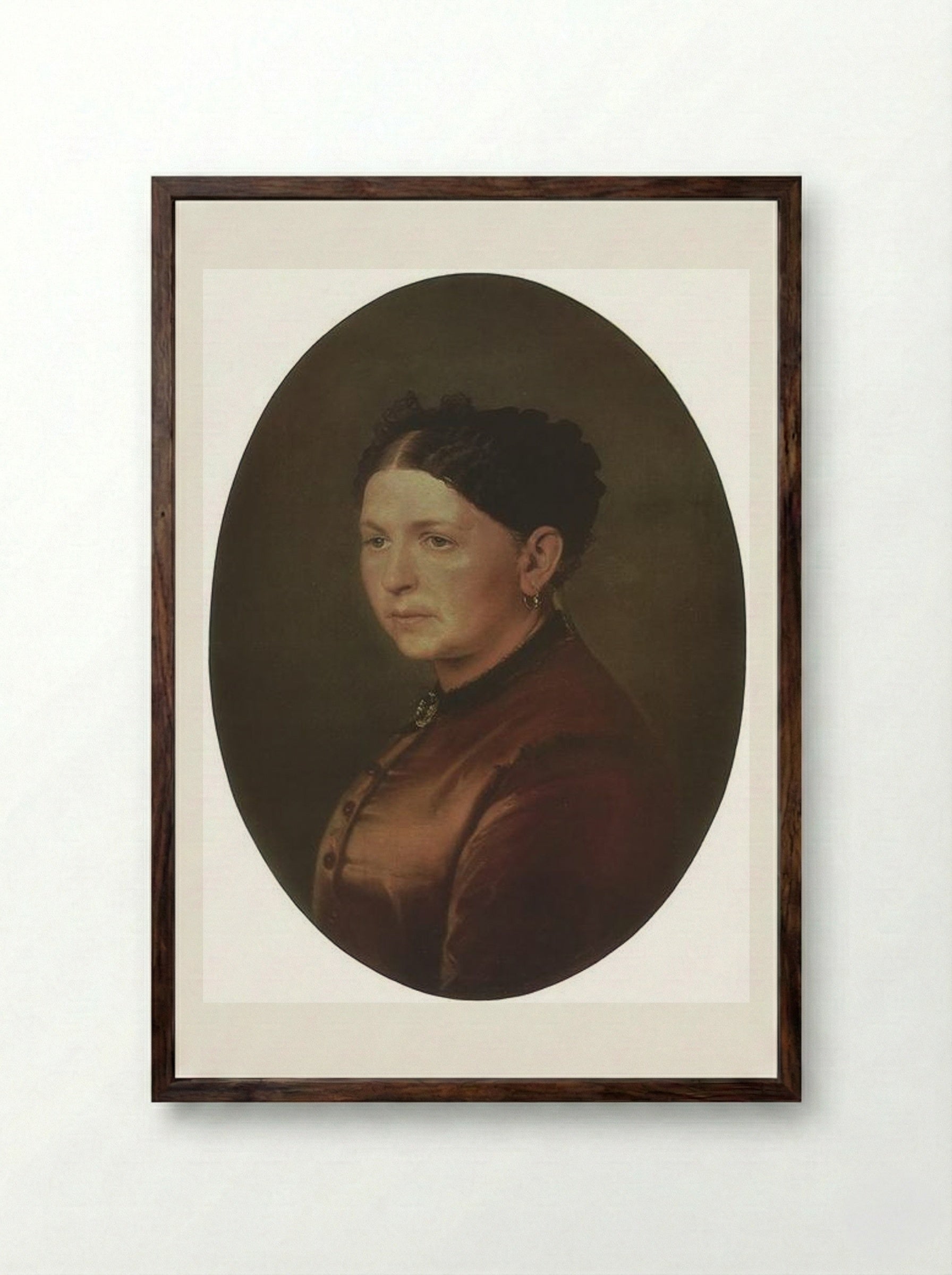 Portrait of Feodosya Resanova - Vasily Perov - Framed Print Dark Wood