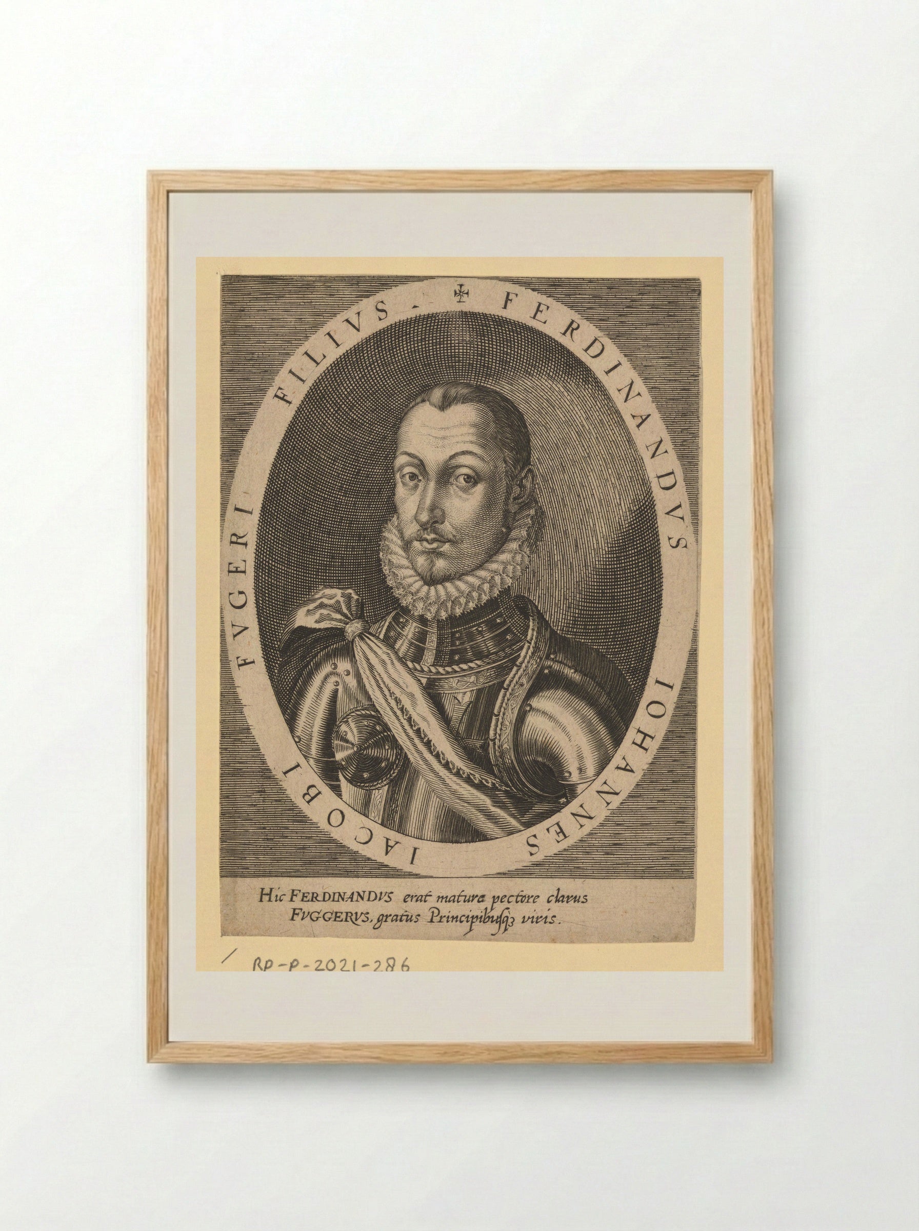 Portrait of Ferdinand Fugger - Dominicus Custos - Framed Print Wood