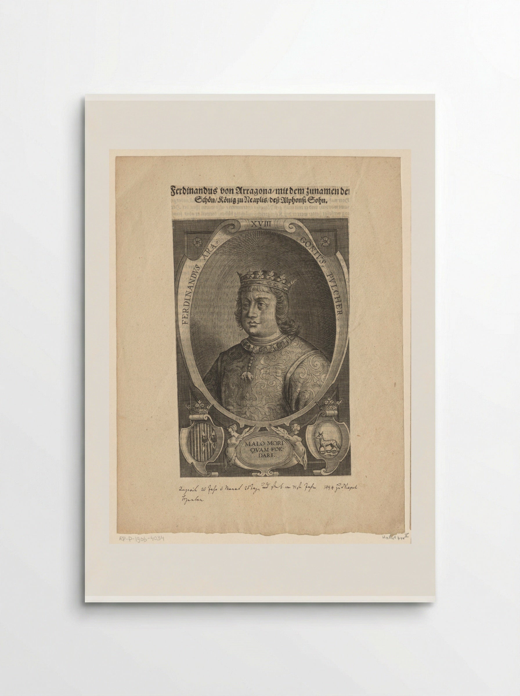 Portrait of Ferdinand I, King of Naples - Lucas Kilian - Poster