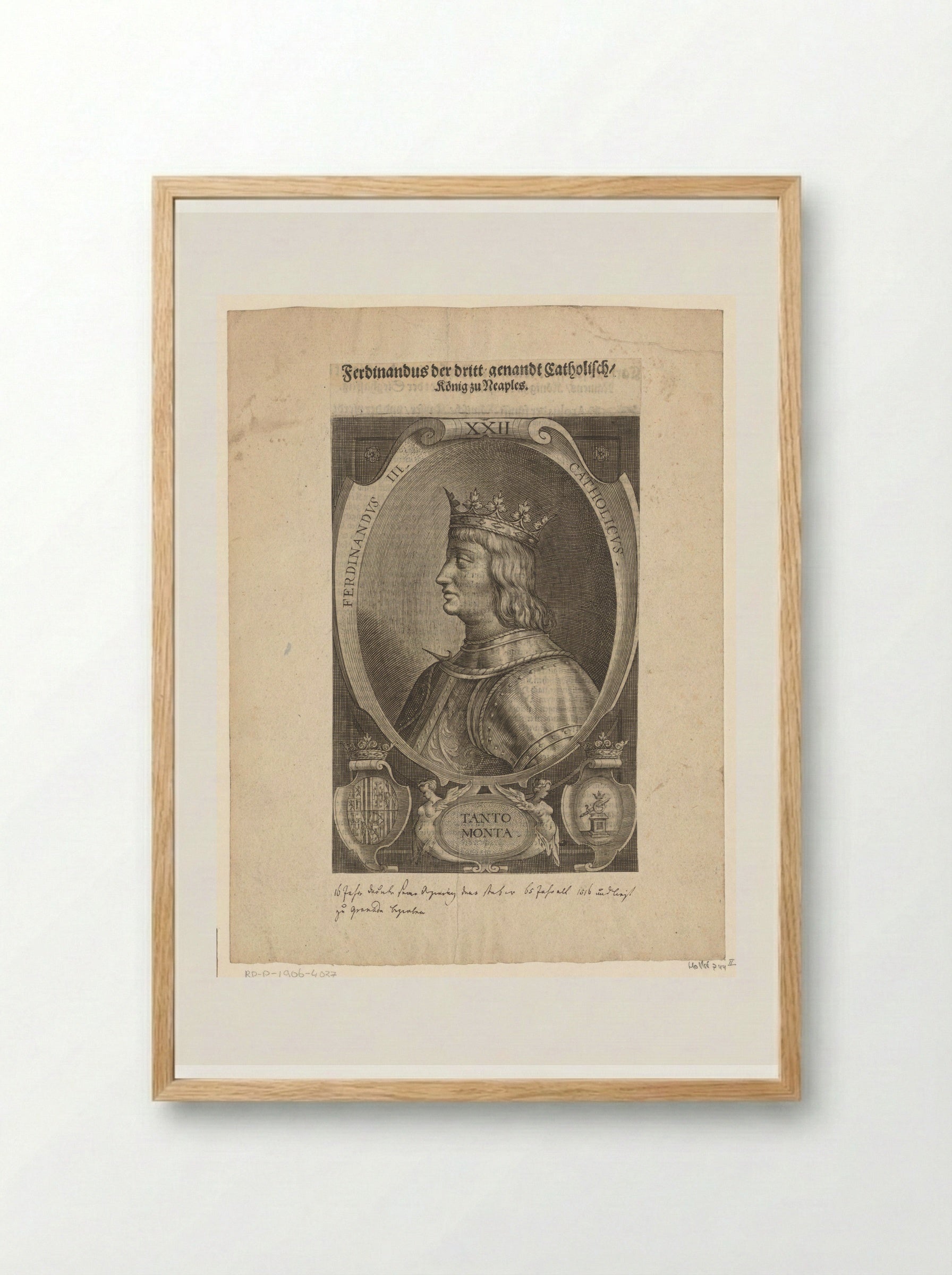 Portrait of Ferdinand II of Aragon, King of Naples - Lucas Kilian - Framed Print Wood